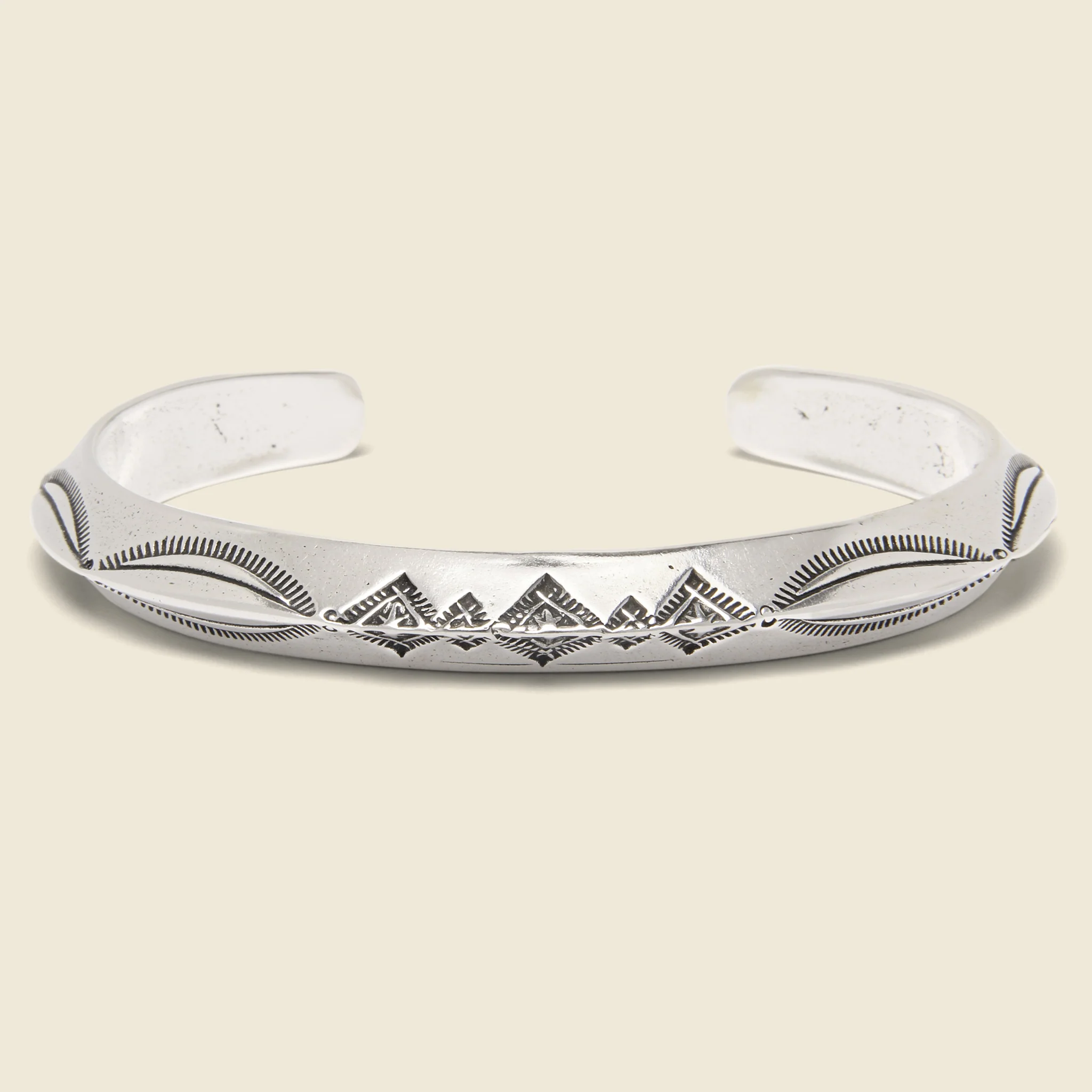Geo Triangle Stamp Cuff VII - Sterling Silver