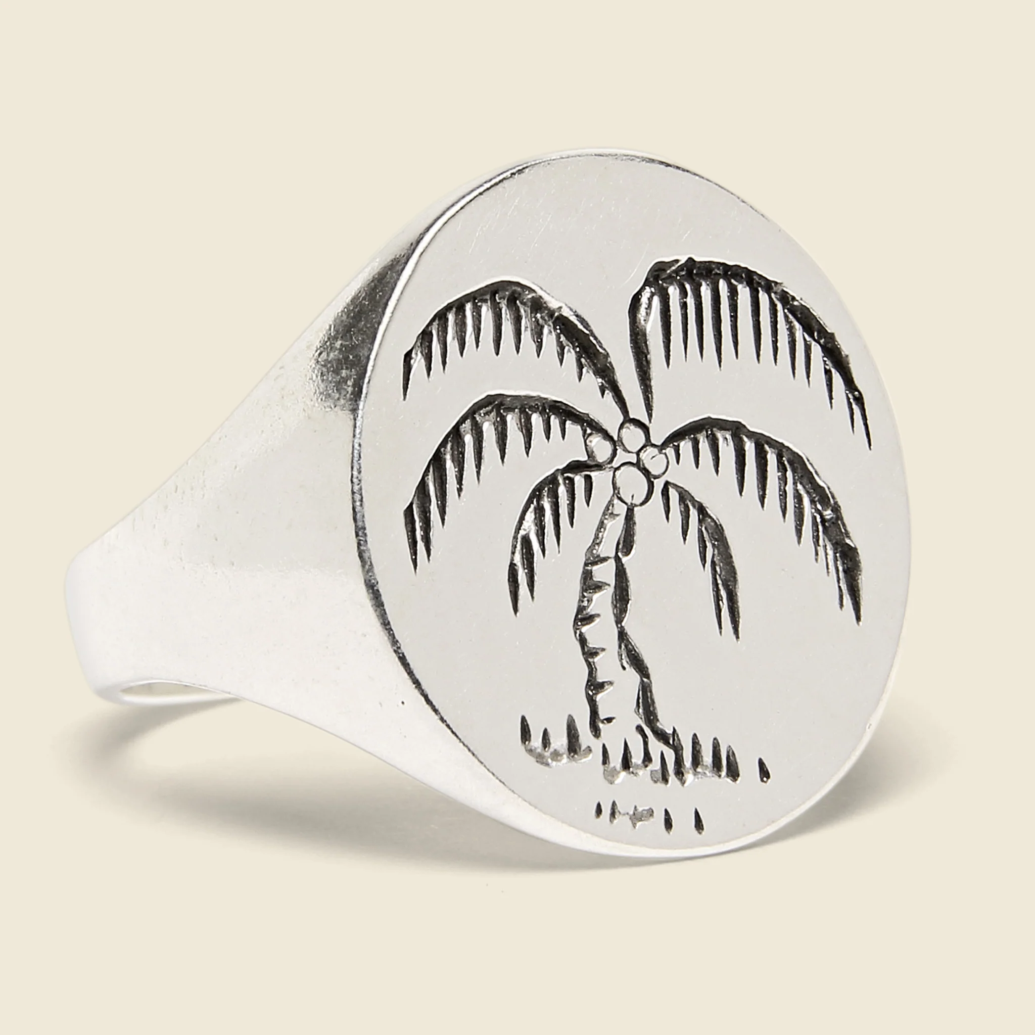 Palm Tree Signet Ring - Sterling Silver