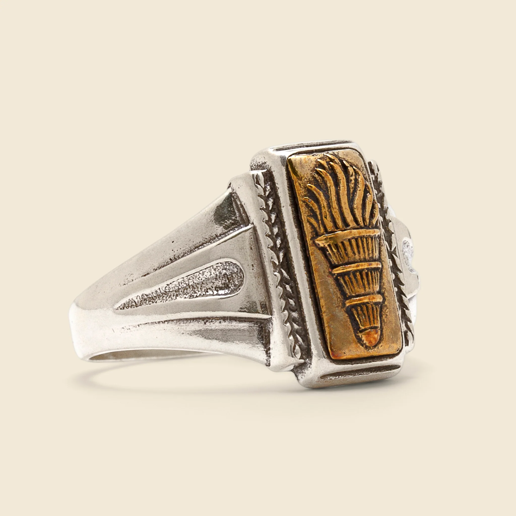 Liberty Torch Ring - Brass/Silver