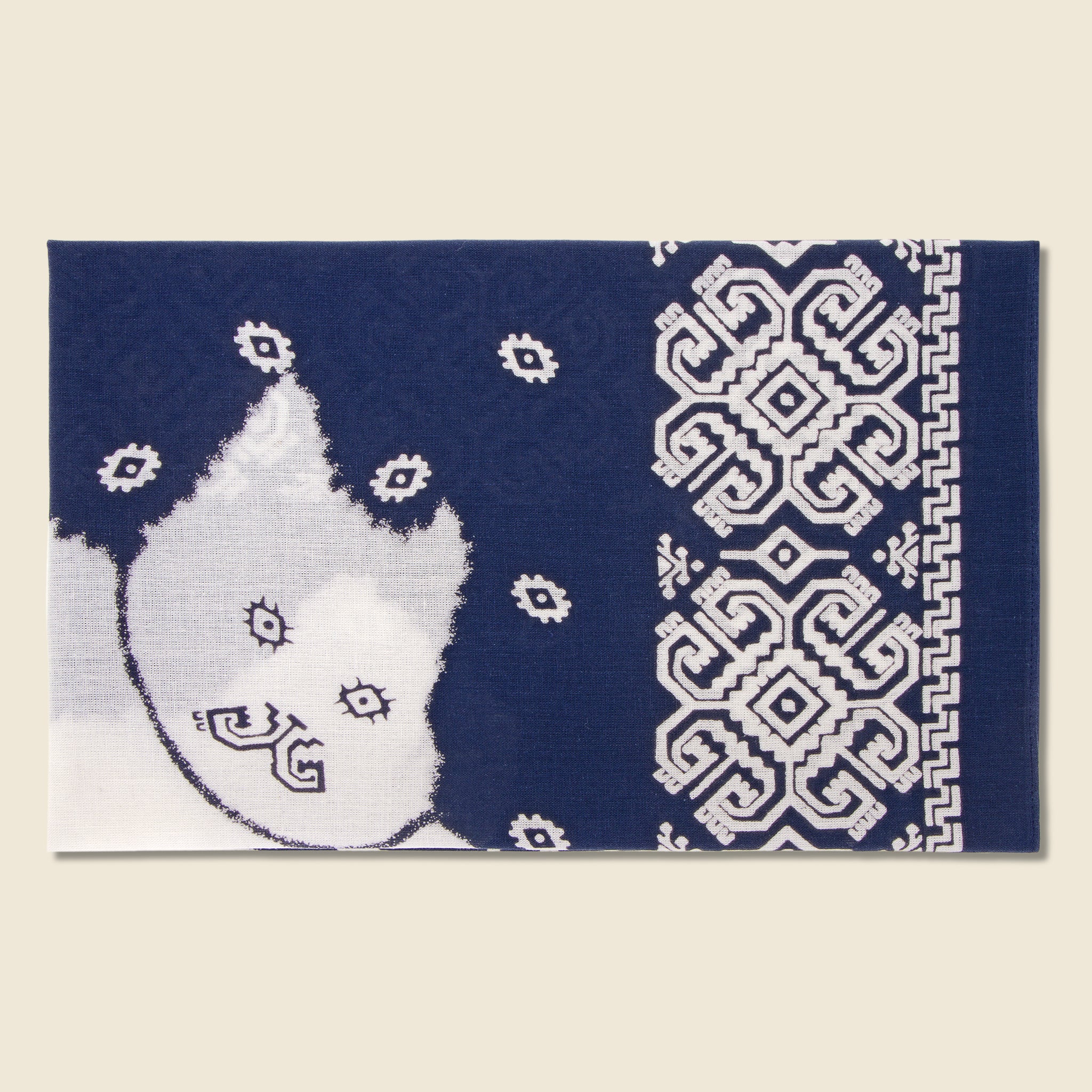 Lightning Dance Cat Selvedge Bandana - Navy - Image 2