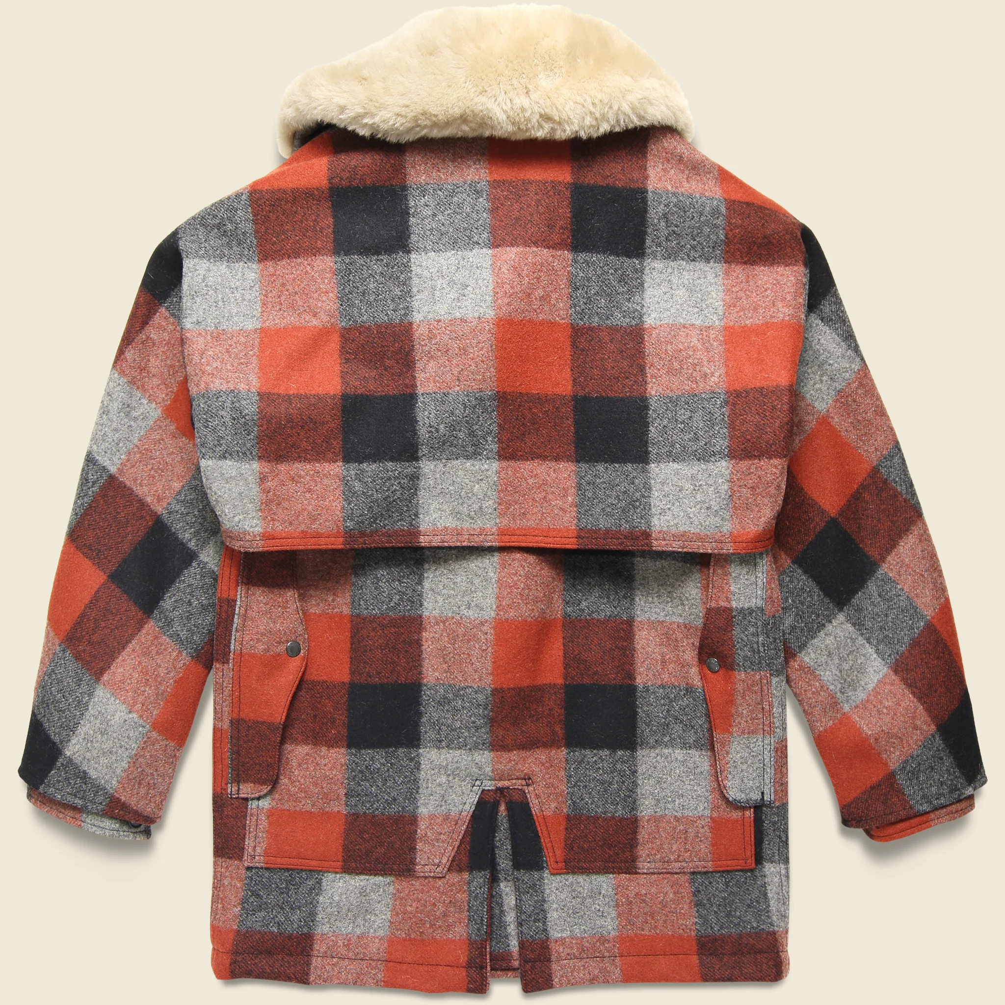 Lined Wool Packer Coat - Black/Charcoal/Rust - Image 2