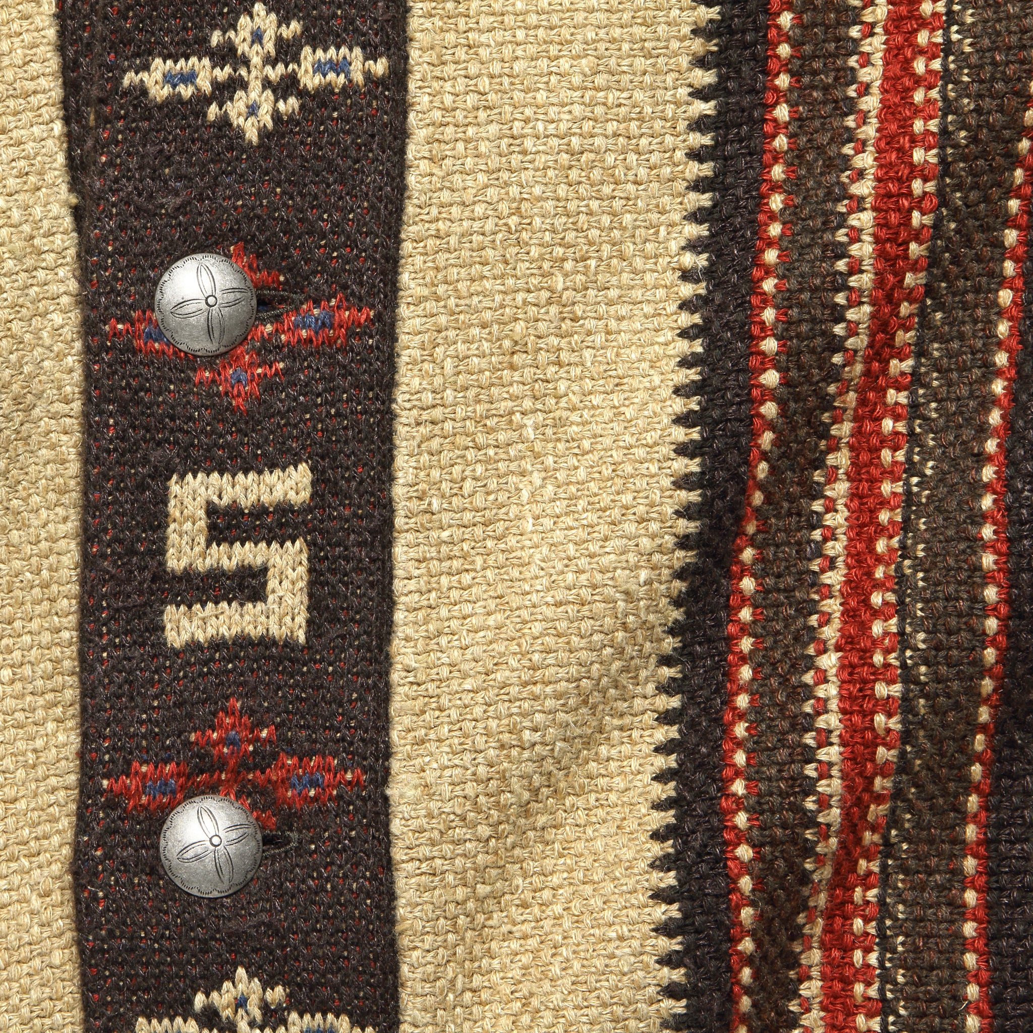 Linen-Blend Belted Cardigan - Tan/Brown/Red Mutli - Image 3