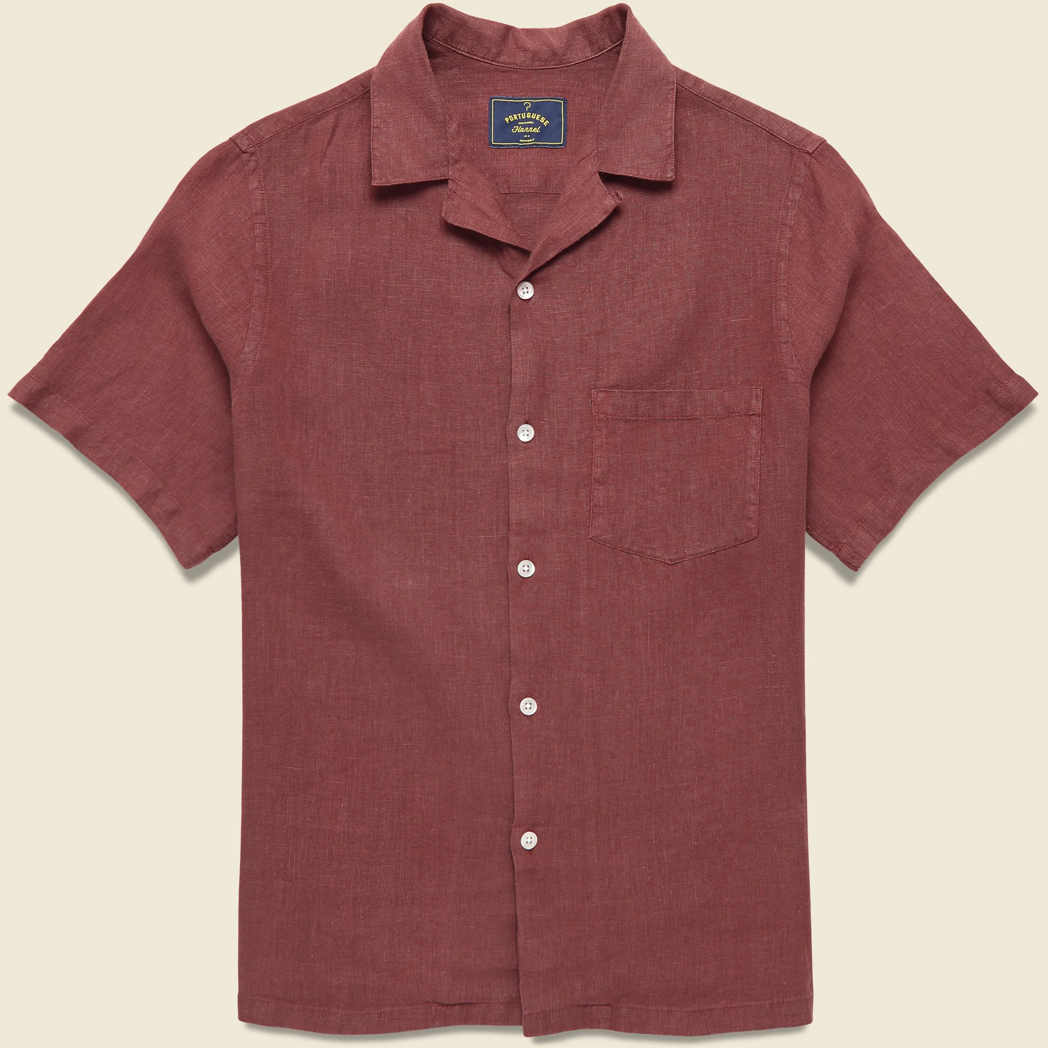 Linen Camp Shirt - Bordeaux