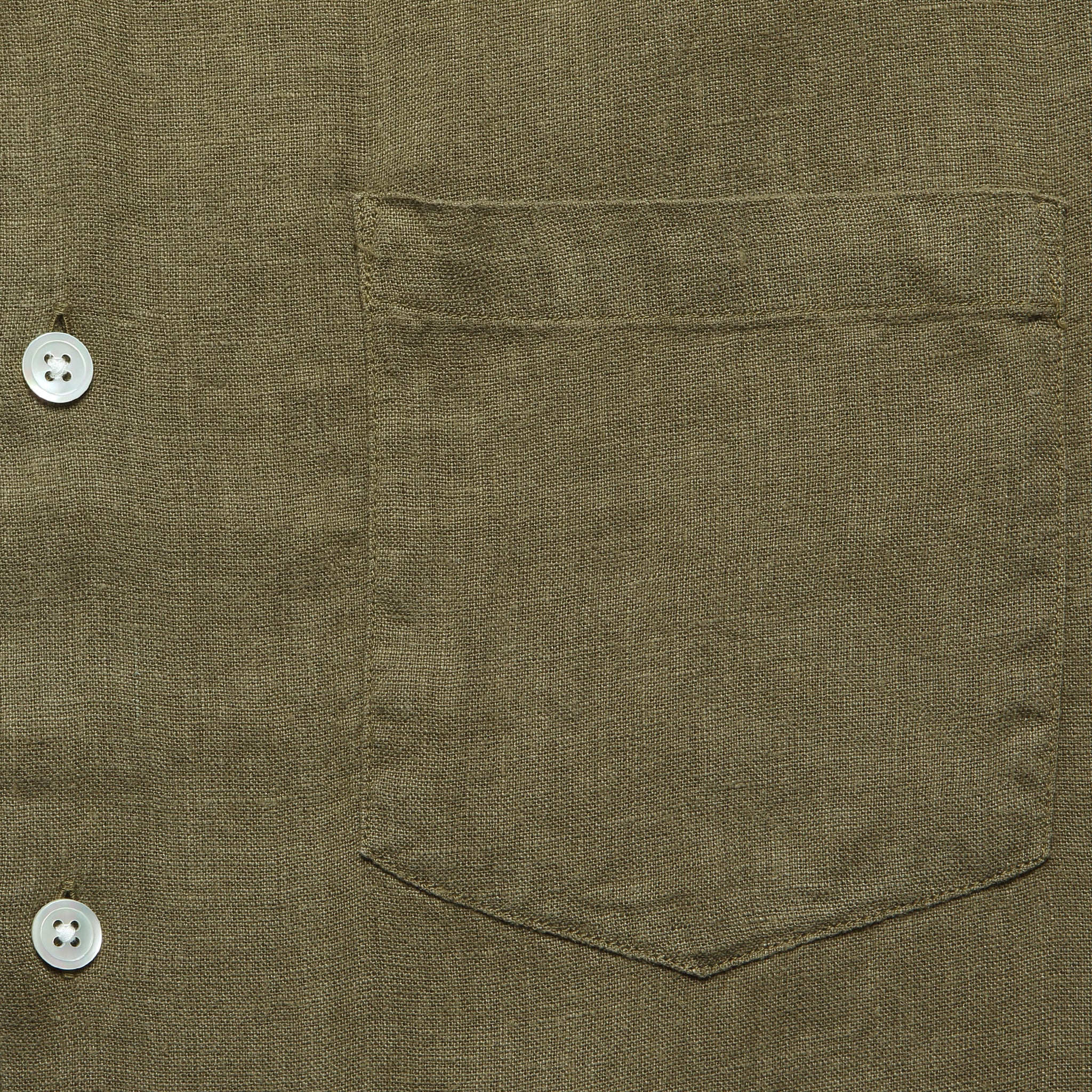 Linen Camp Shirt - Olive - Image 3