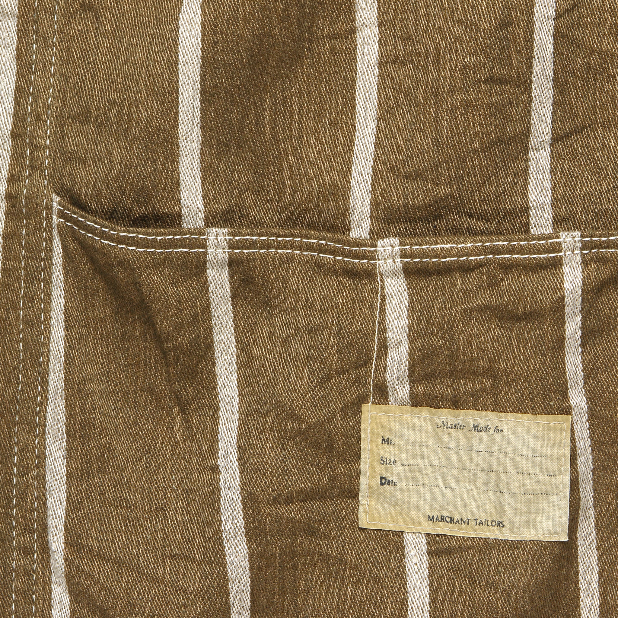 Linen Phillies Stripe Cactus Coverall Jacket - Brown - Image 4