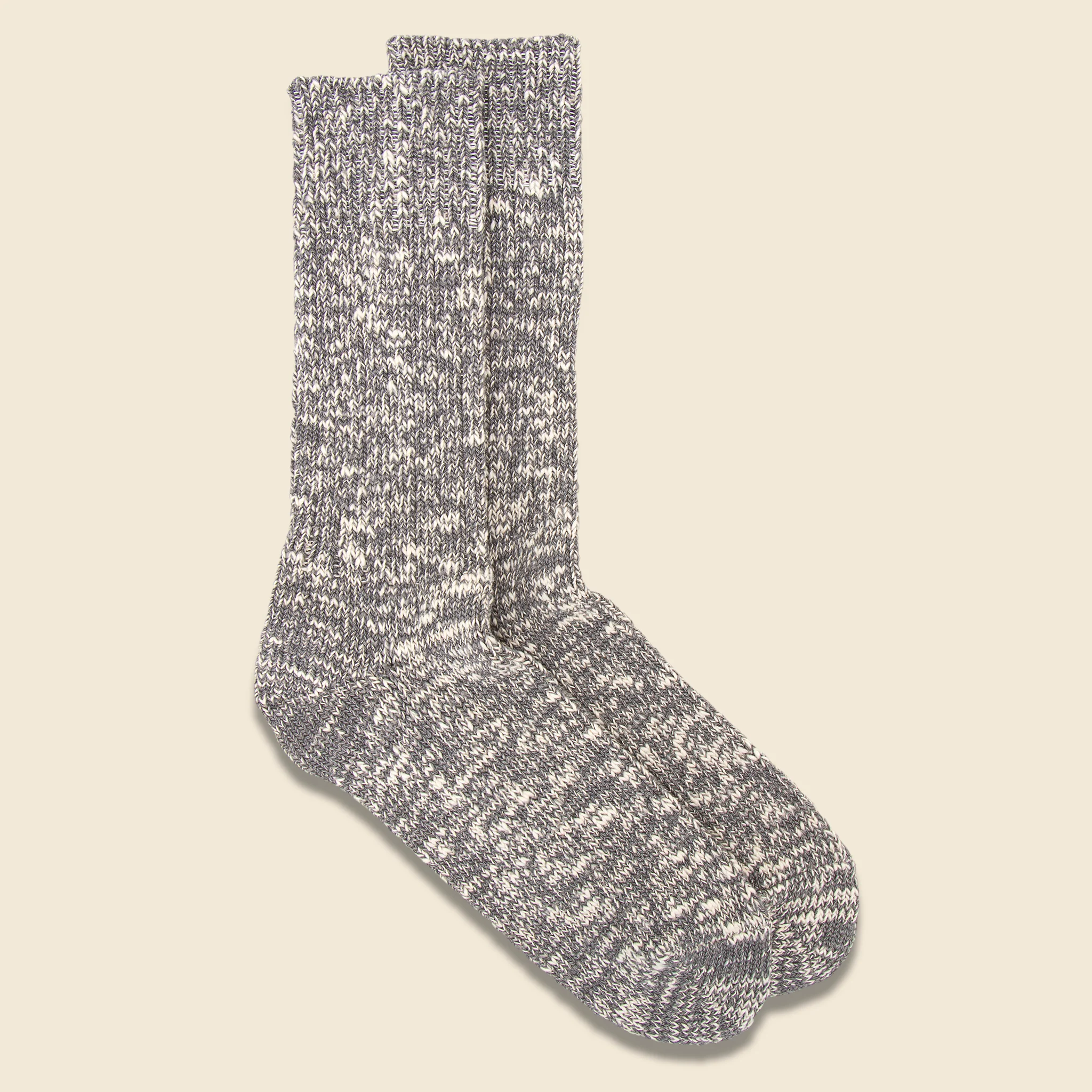 Low Gauge Slub Crew Sock - Medium Grey