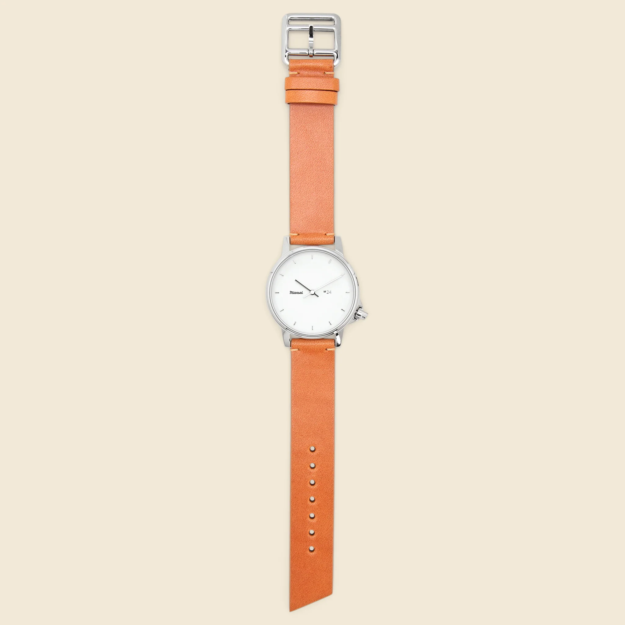 M24 Japanese Watch 39mm - Silver/White/Tan Leather - Image 2