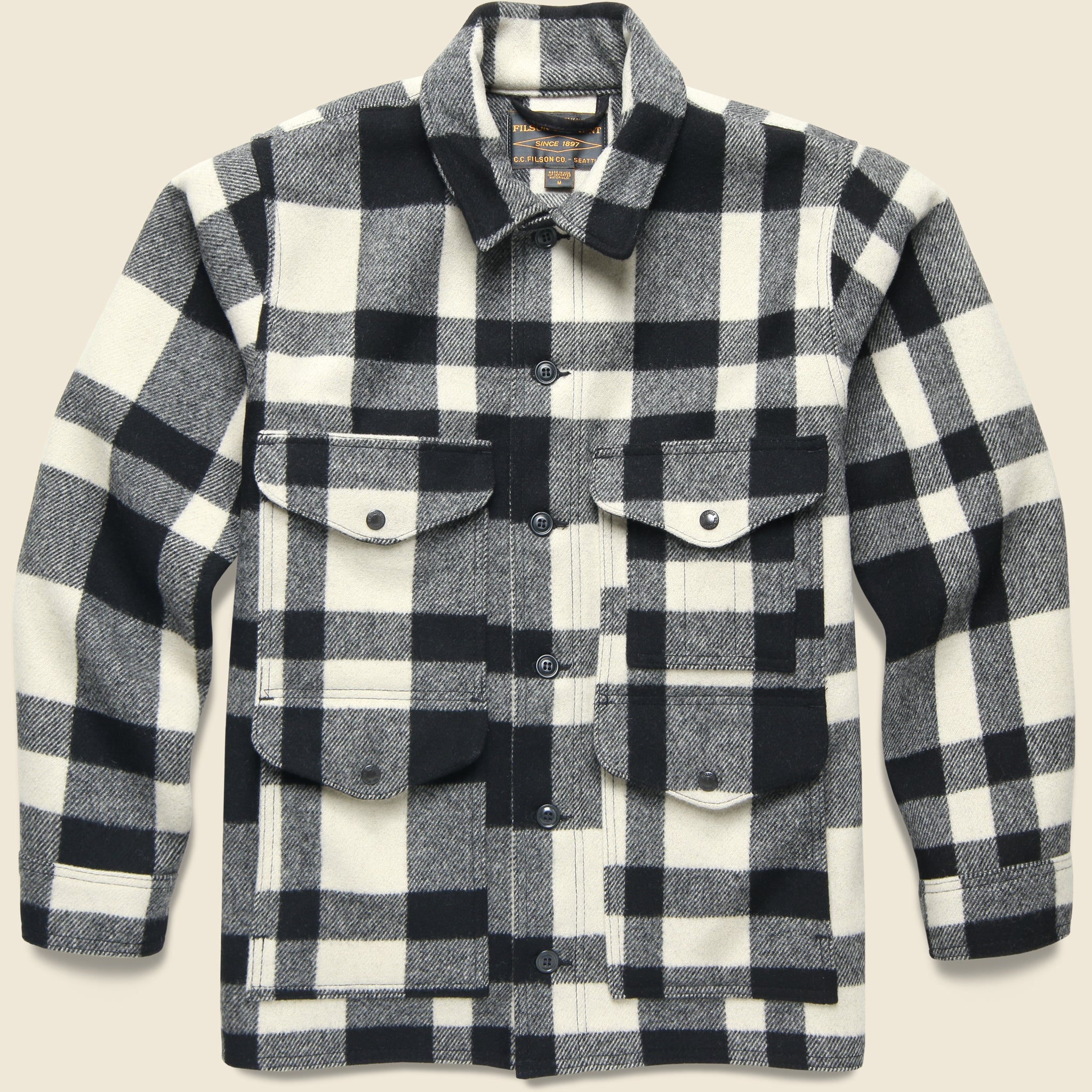 Mackinaw Wool Cruiser Jacket - Natural/Black Heritage Plaid