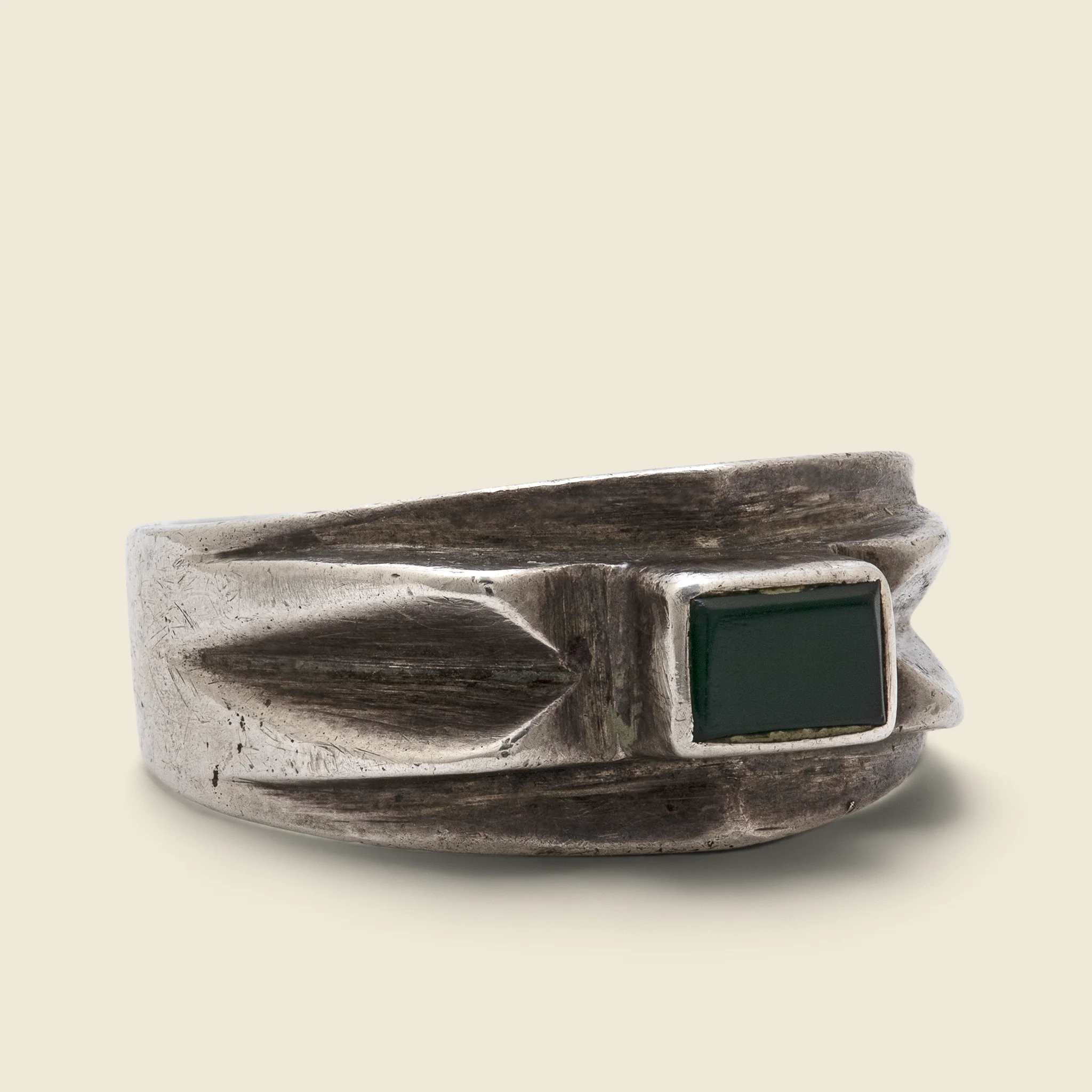 Malachite & Carved Silver Ring