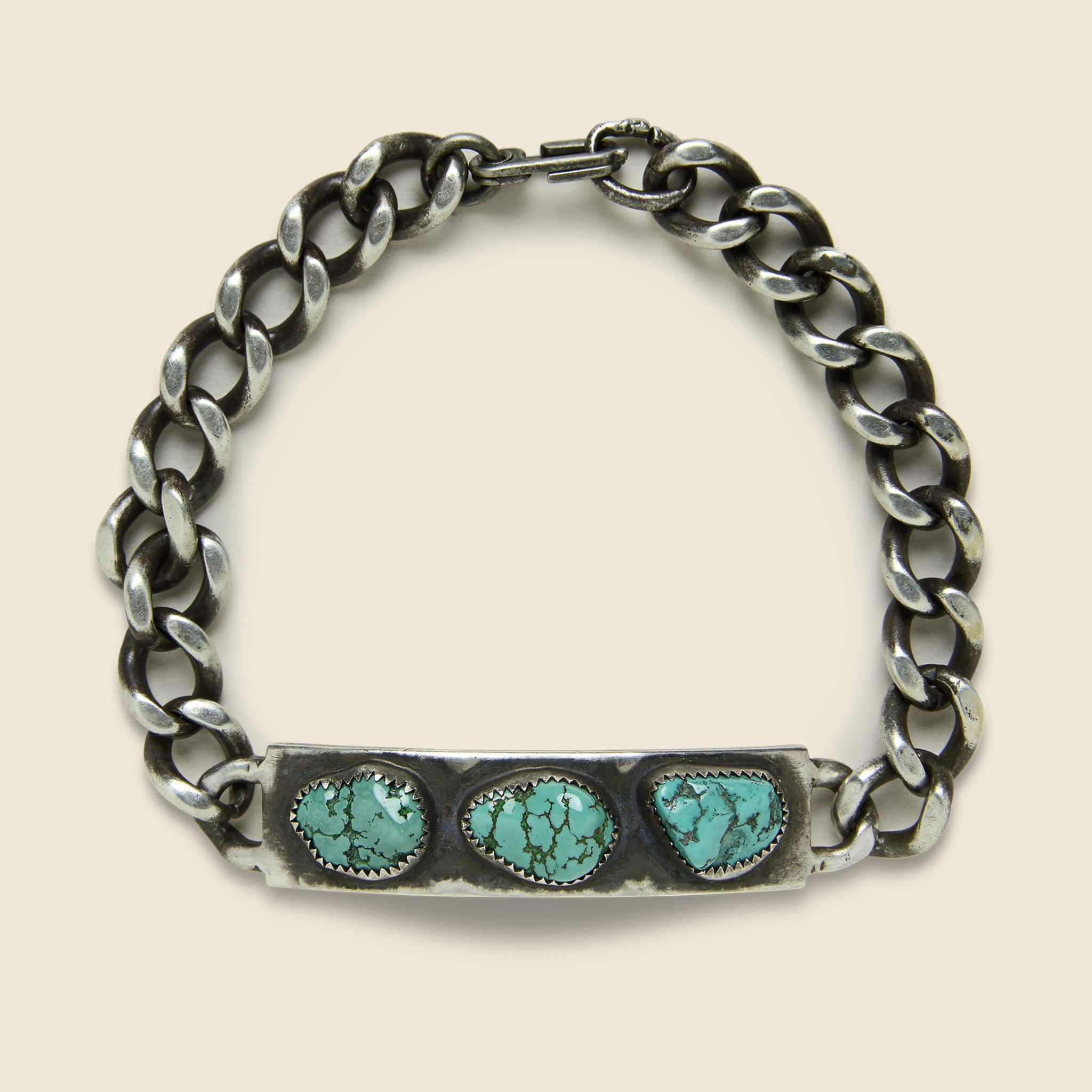 Turquoise Fort Russell Three Stone Bracelet - Sterling Silver