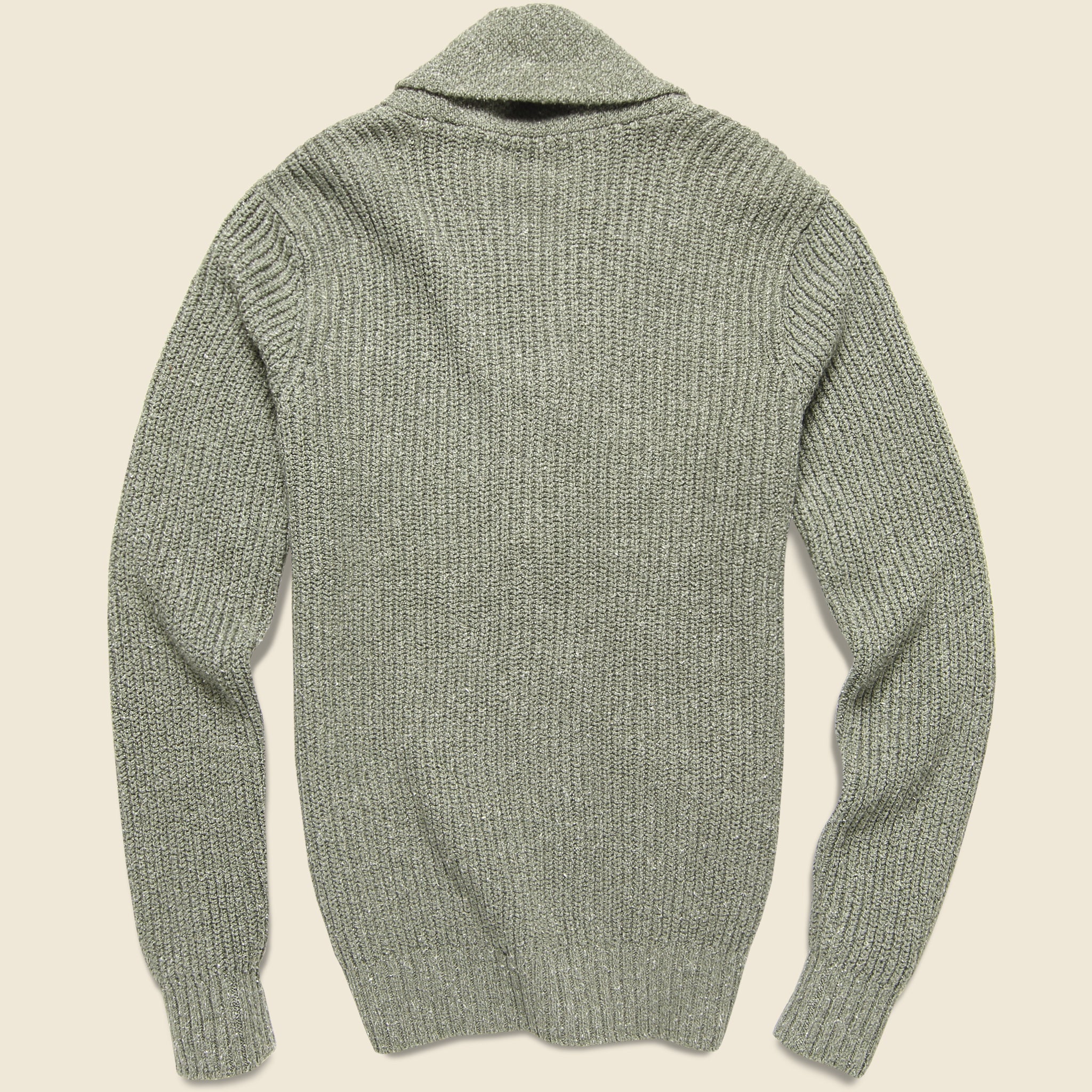 Marled Cotton Cardigan - Light Olive Marl - Image 2