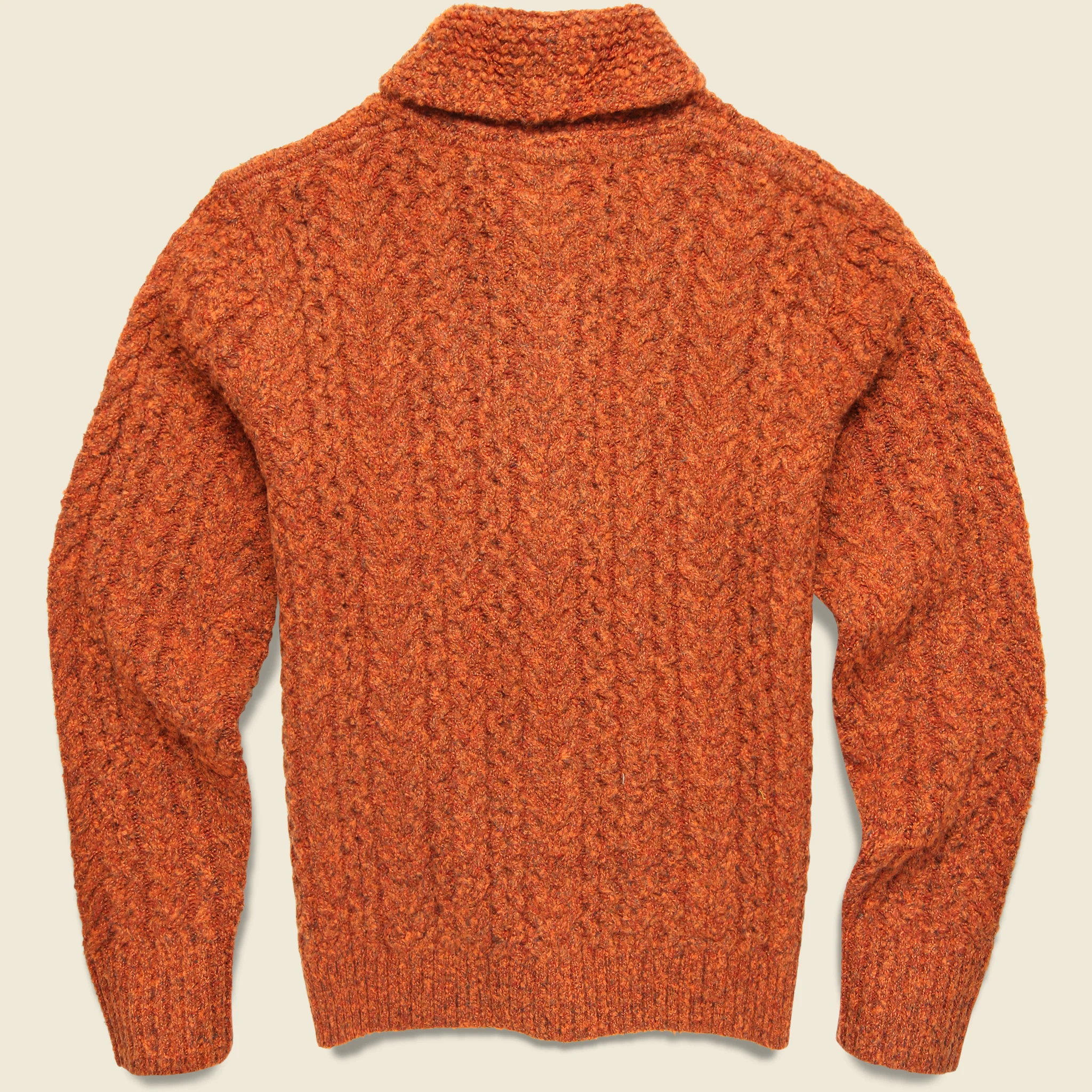Melange Cable Shawl Cardigan - Burnt Orange - Image 2