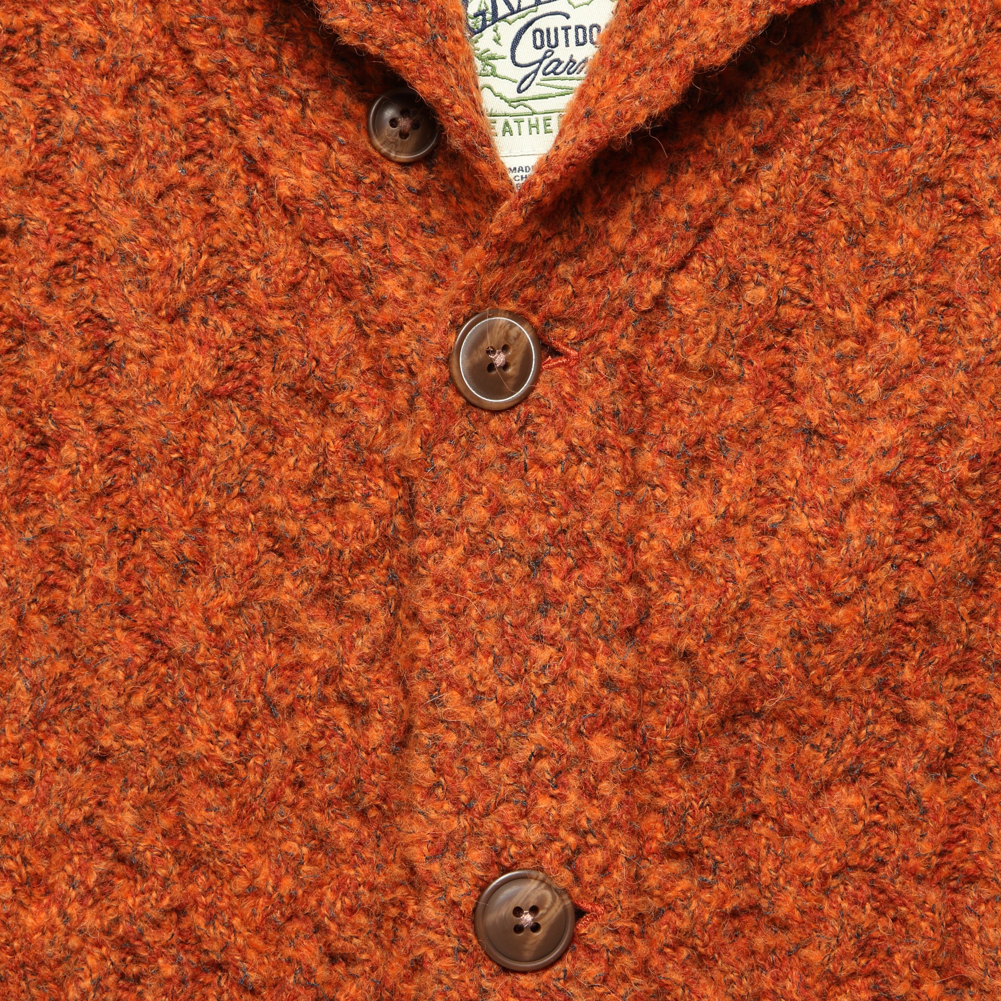 Melange Cable Shawl Cardigan - Burnt Orange - Image 3