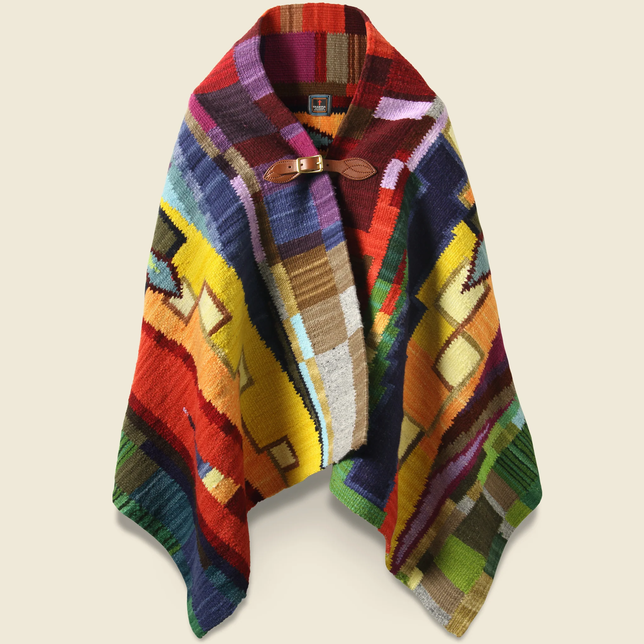 Merino Wool Blanket Poncho - Diamond Sampler