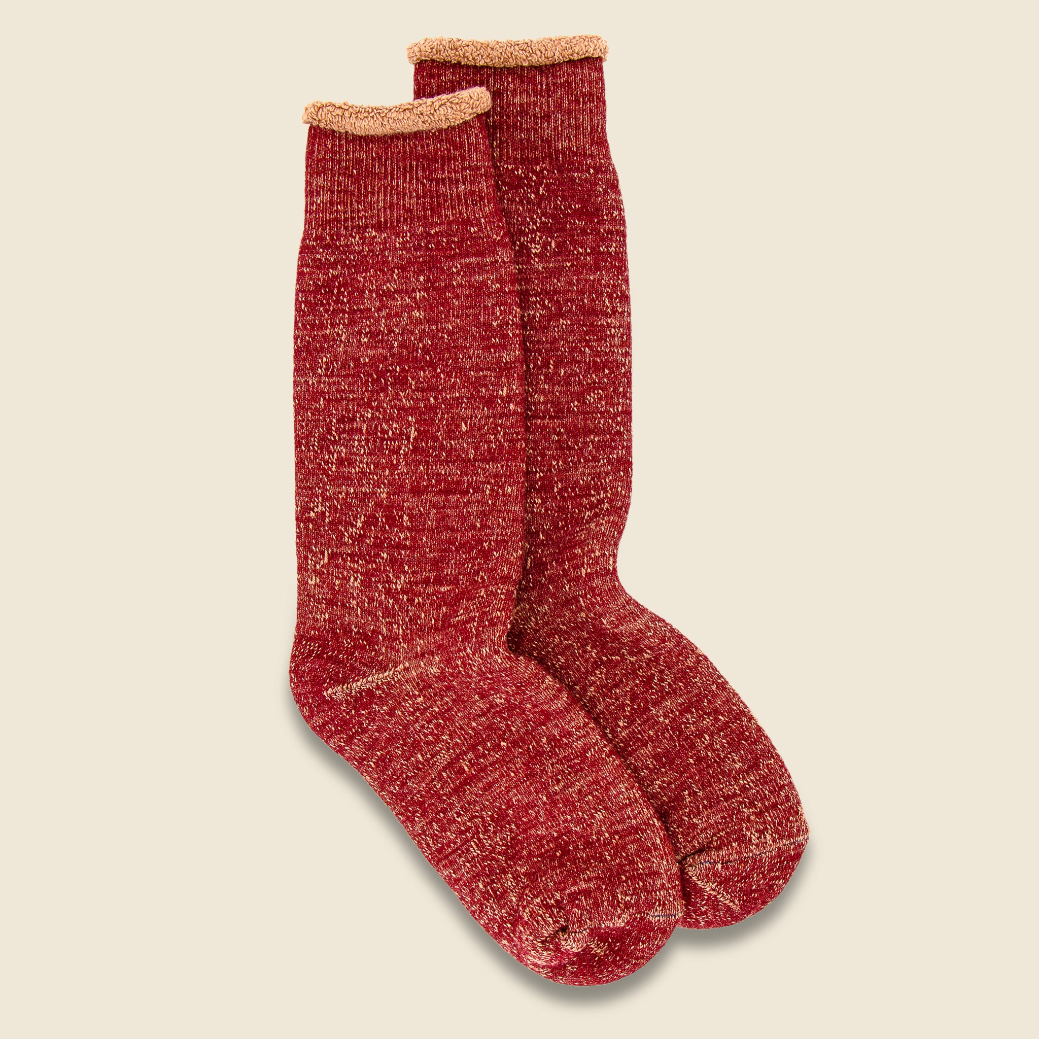 Merino Wool & Cotton Double Face Sock - Dark Red/Brown