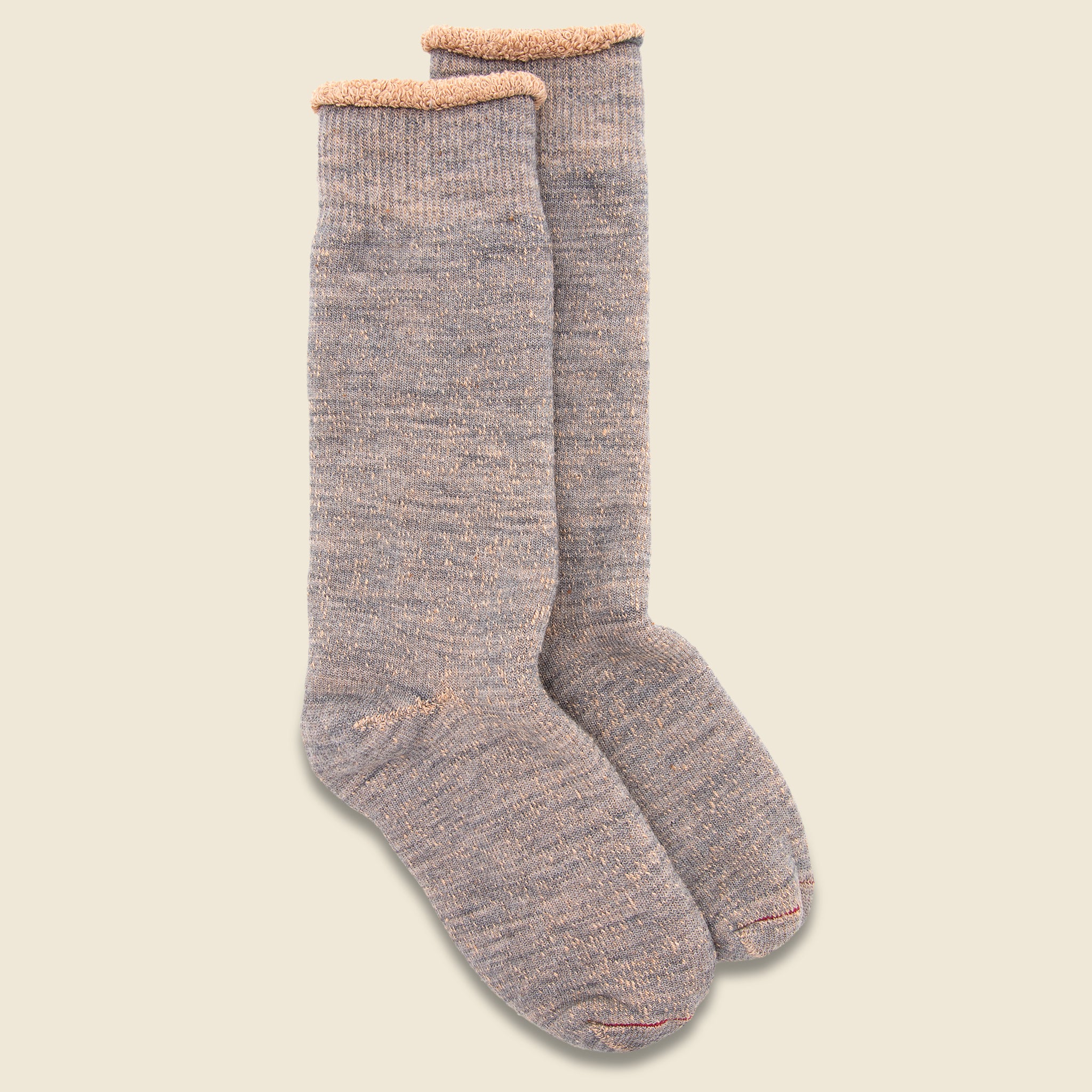 Merino Wool & Cotton Double Face Sock - Gray/Brown