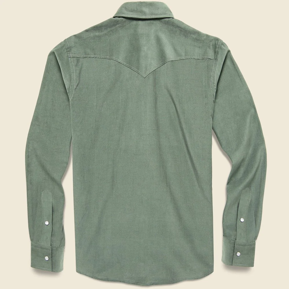 Micro Corduroy Western Shirt - Green - Image 3