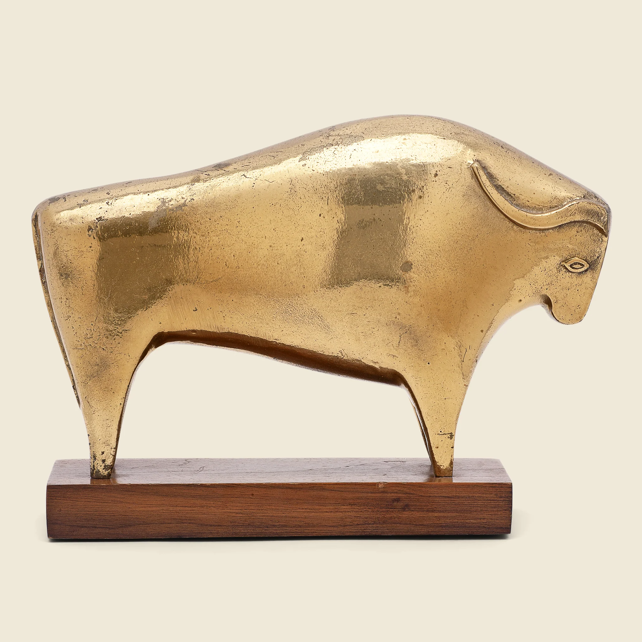 Mid-Century Brass Bull Statue