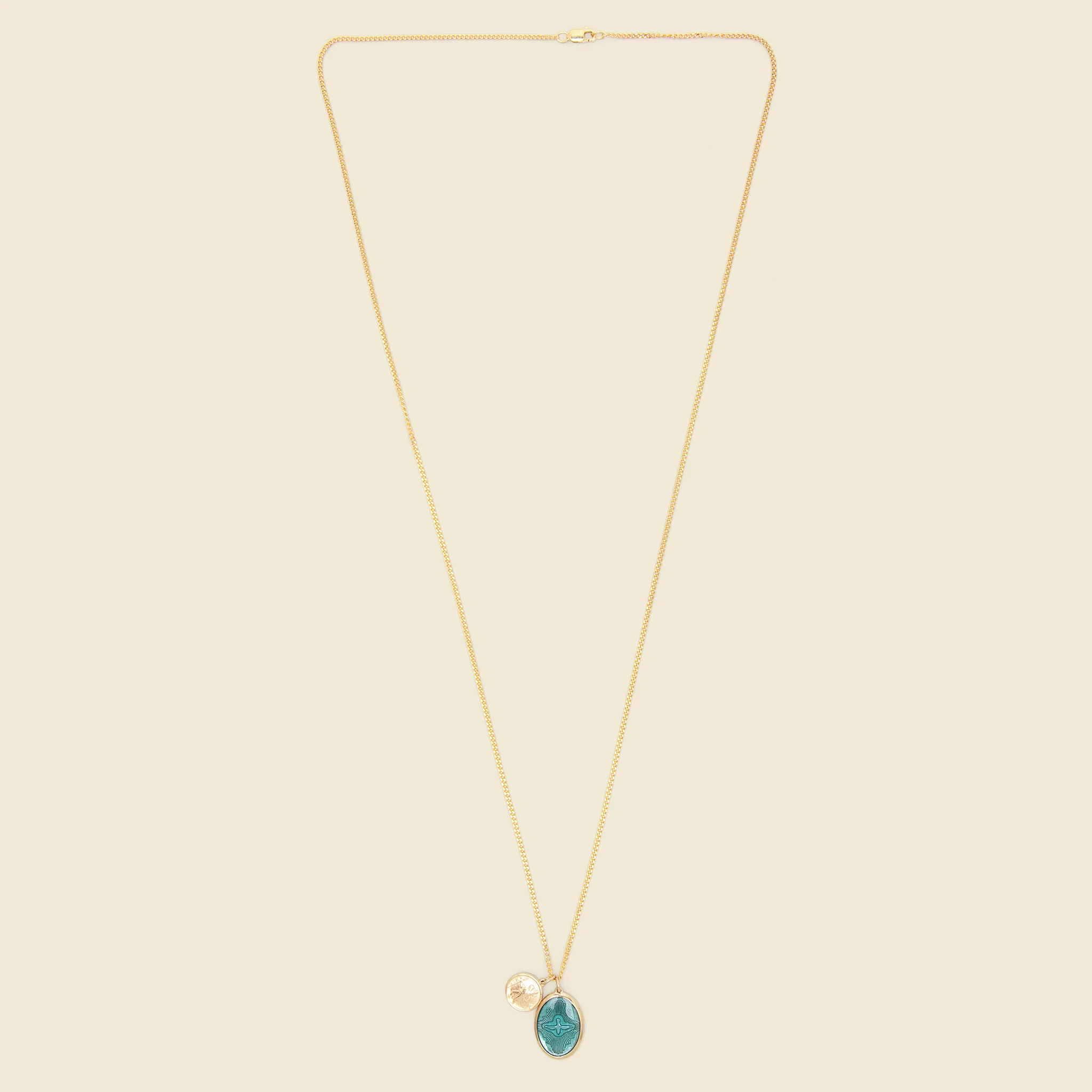 Mini Dove Pendant Necklace - Teal Enamel/Gold Vermeil - Image 2