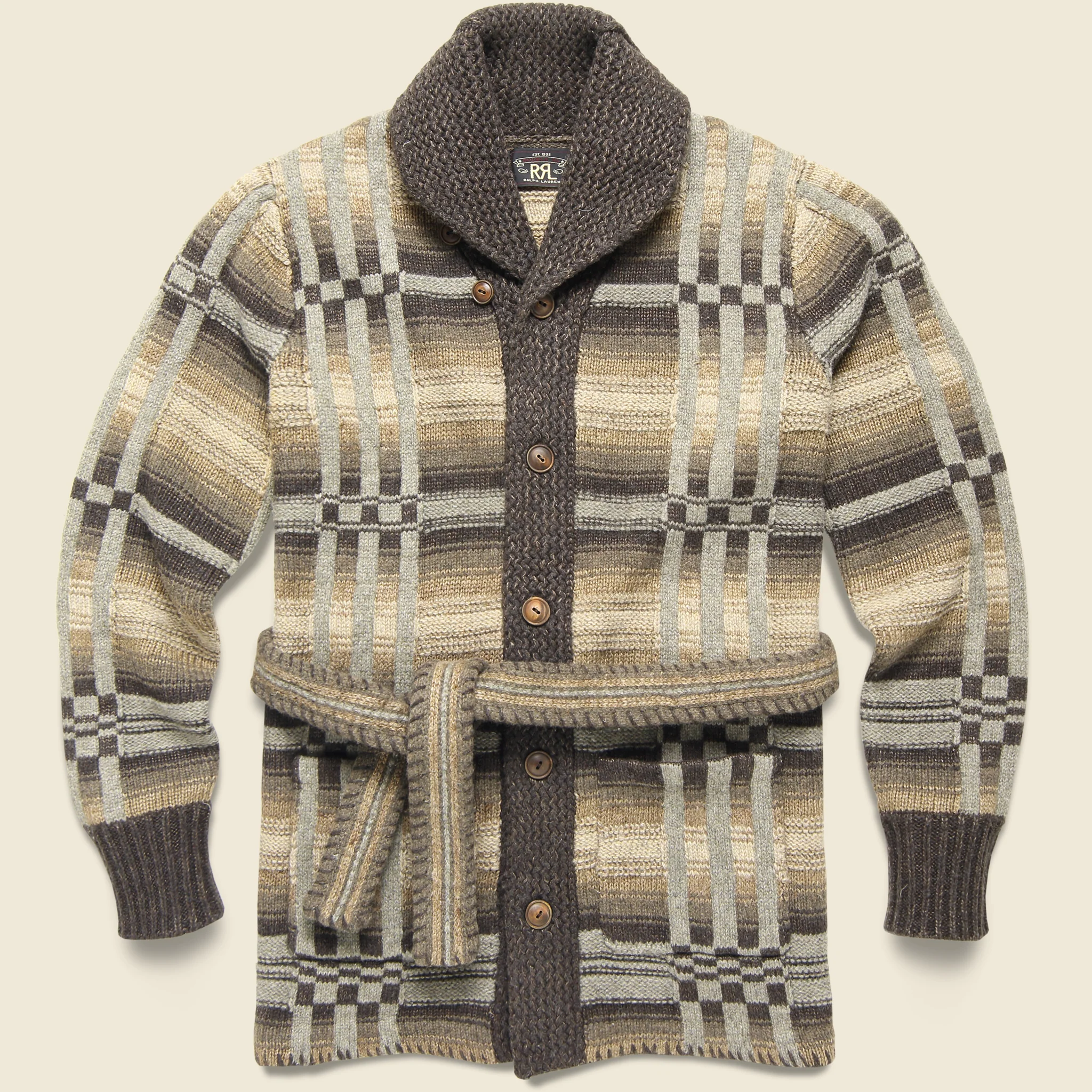 Mixed Stitches Ranch Shawl Cardigan - Brown Multi