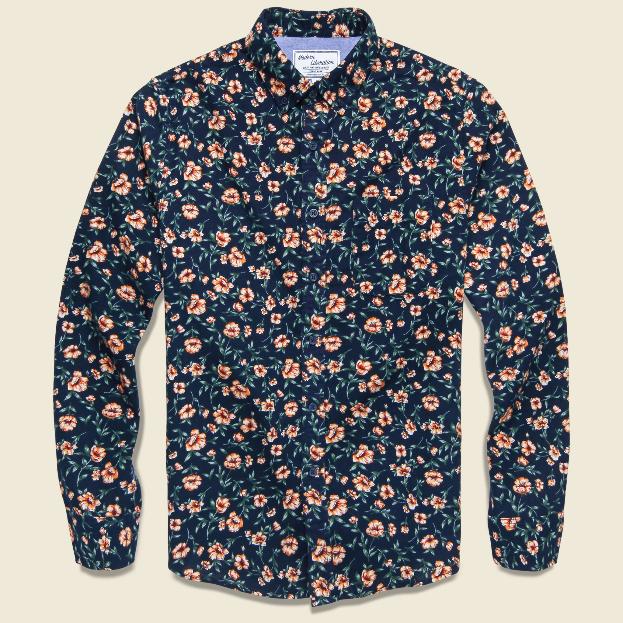 Brushed Cotton Shirt - Navy Rose
