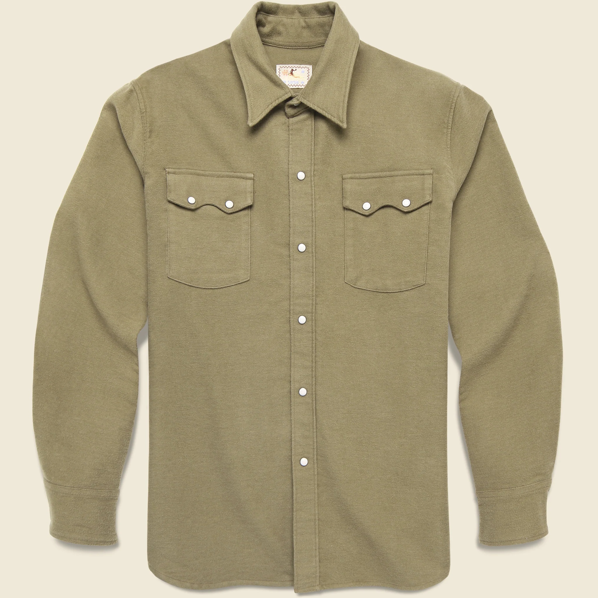 Moleskin Pearl Snap Shirt - Faded Olive