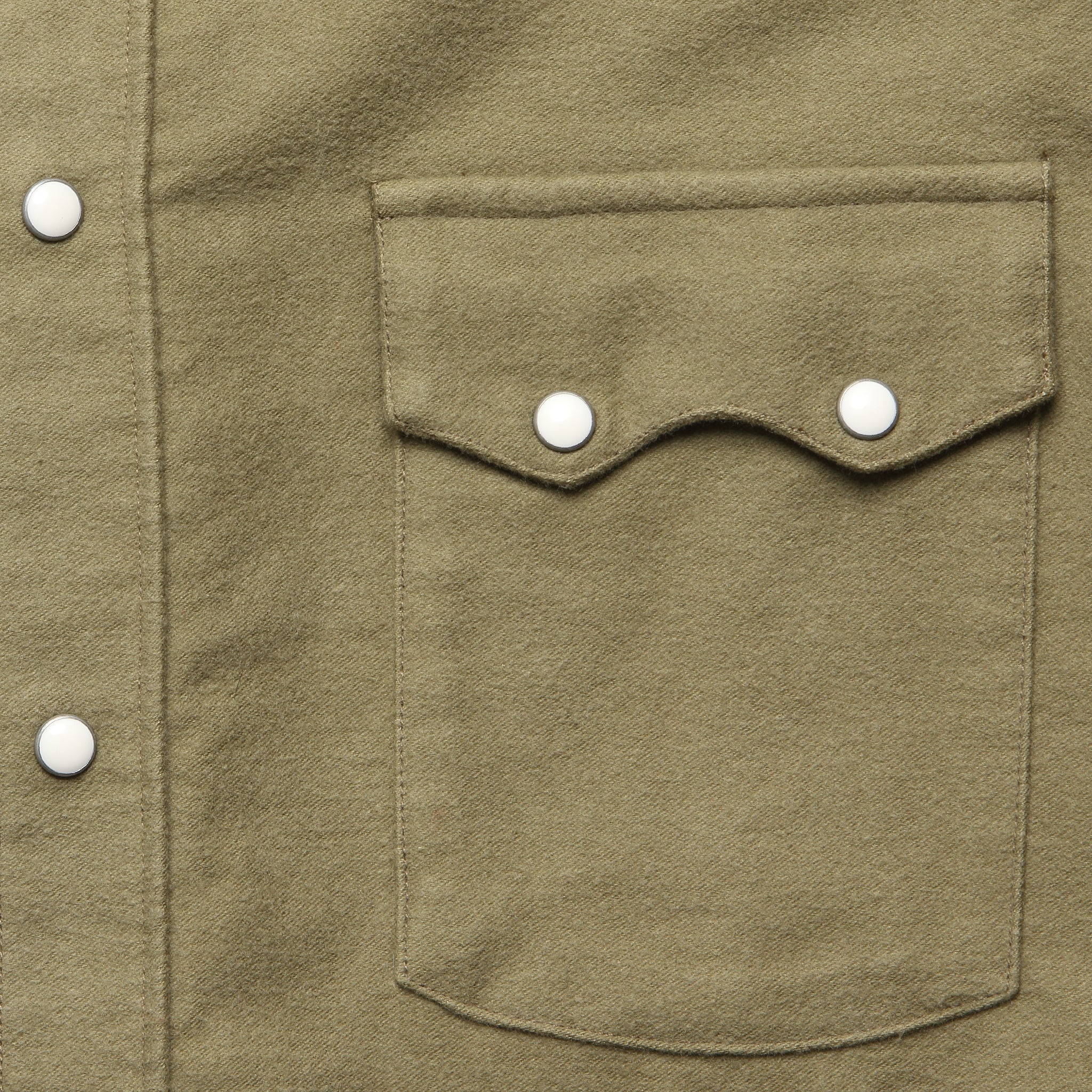Moleskin Pearl Snap Shirt - Faded Olive - Image 3