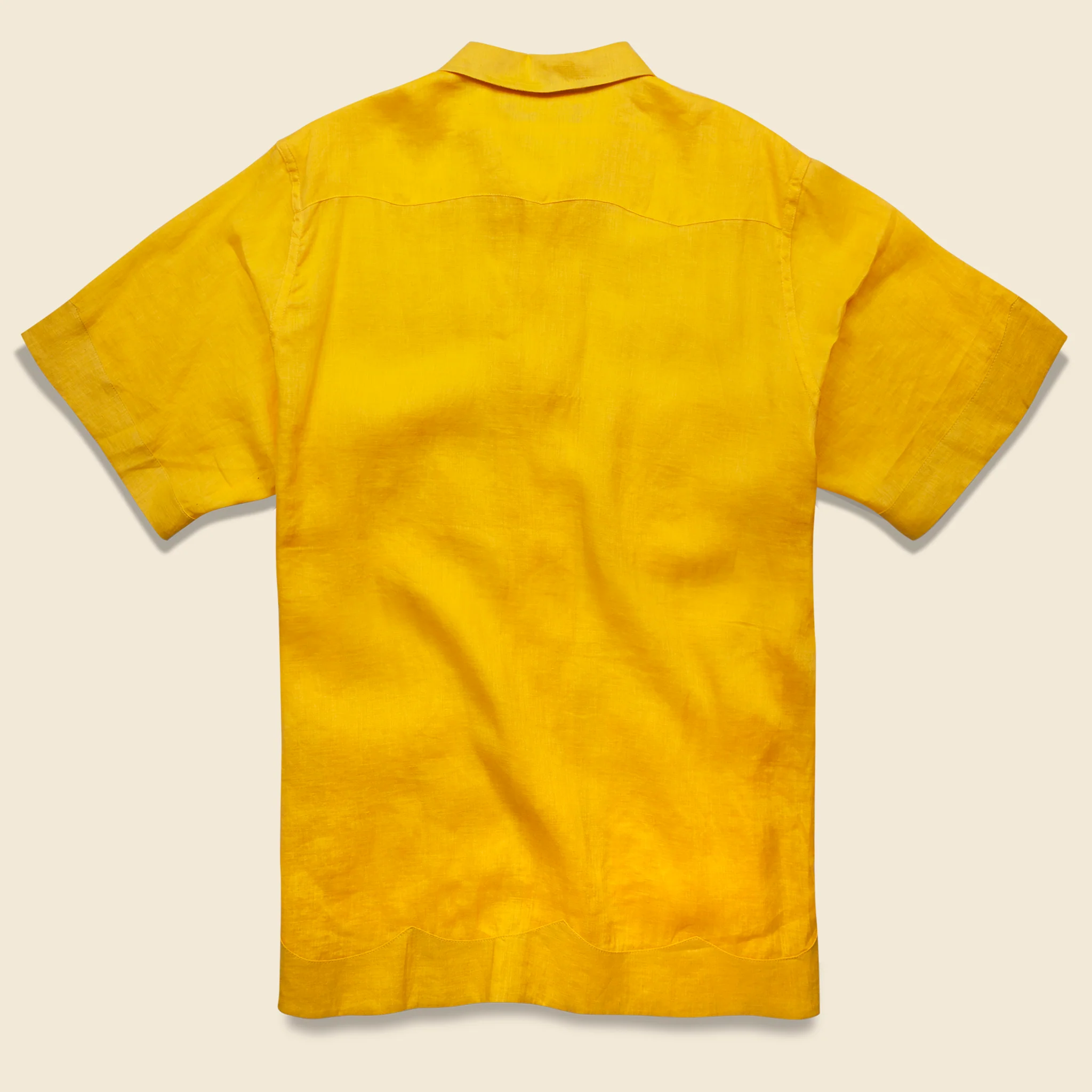 Linen Guayabera Shirt - Yellow - Image 2