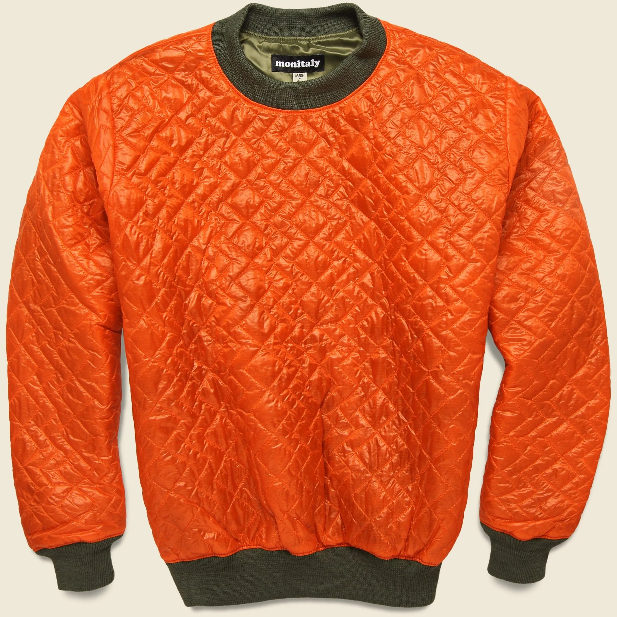 Zigzag Quilted Crewneck - Orange