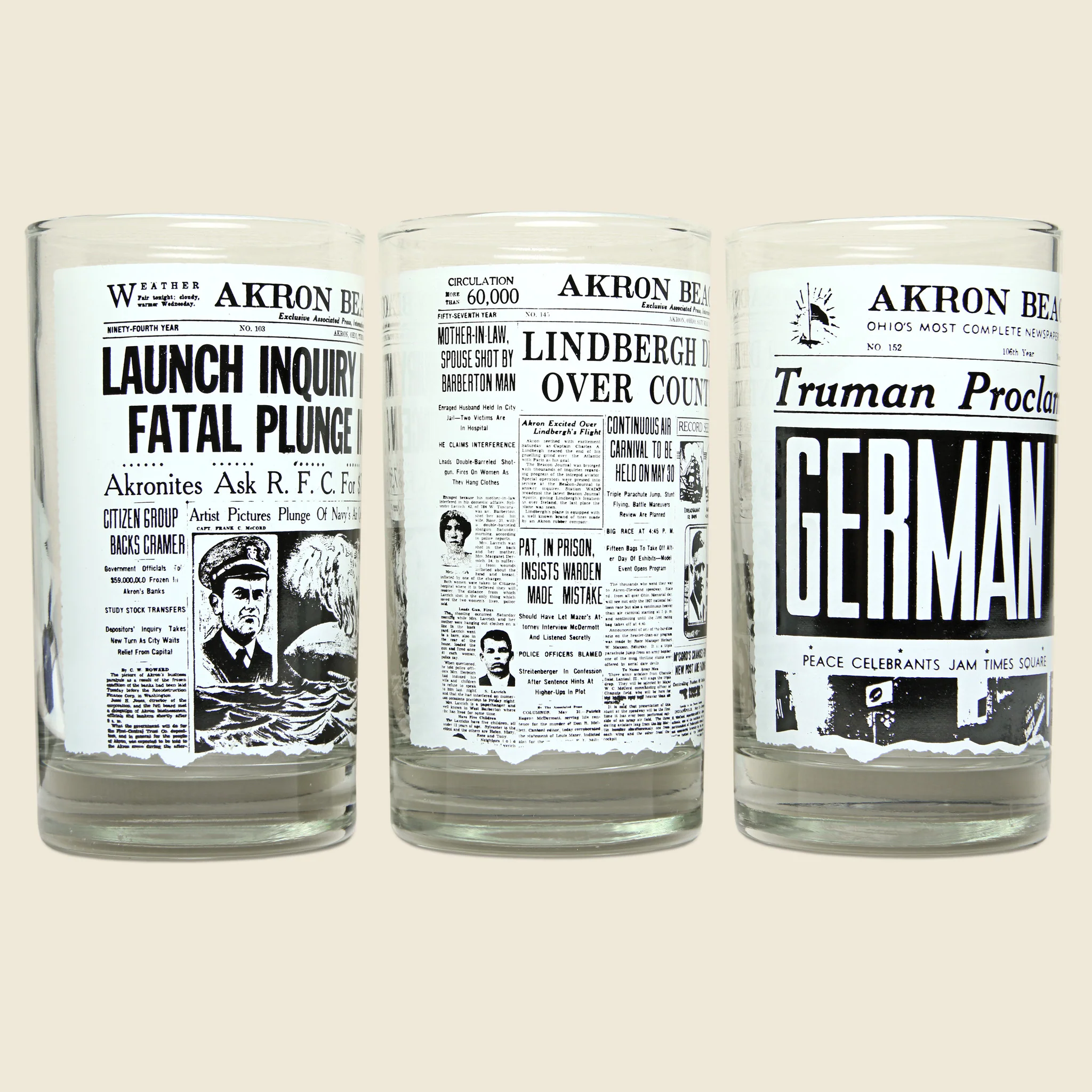 1970s Set of 6 Newspaper Headline Glasses - Image 4
