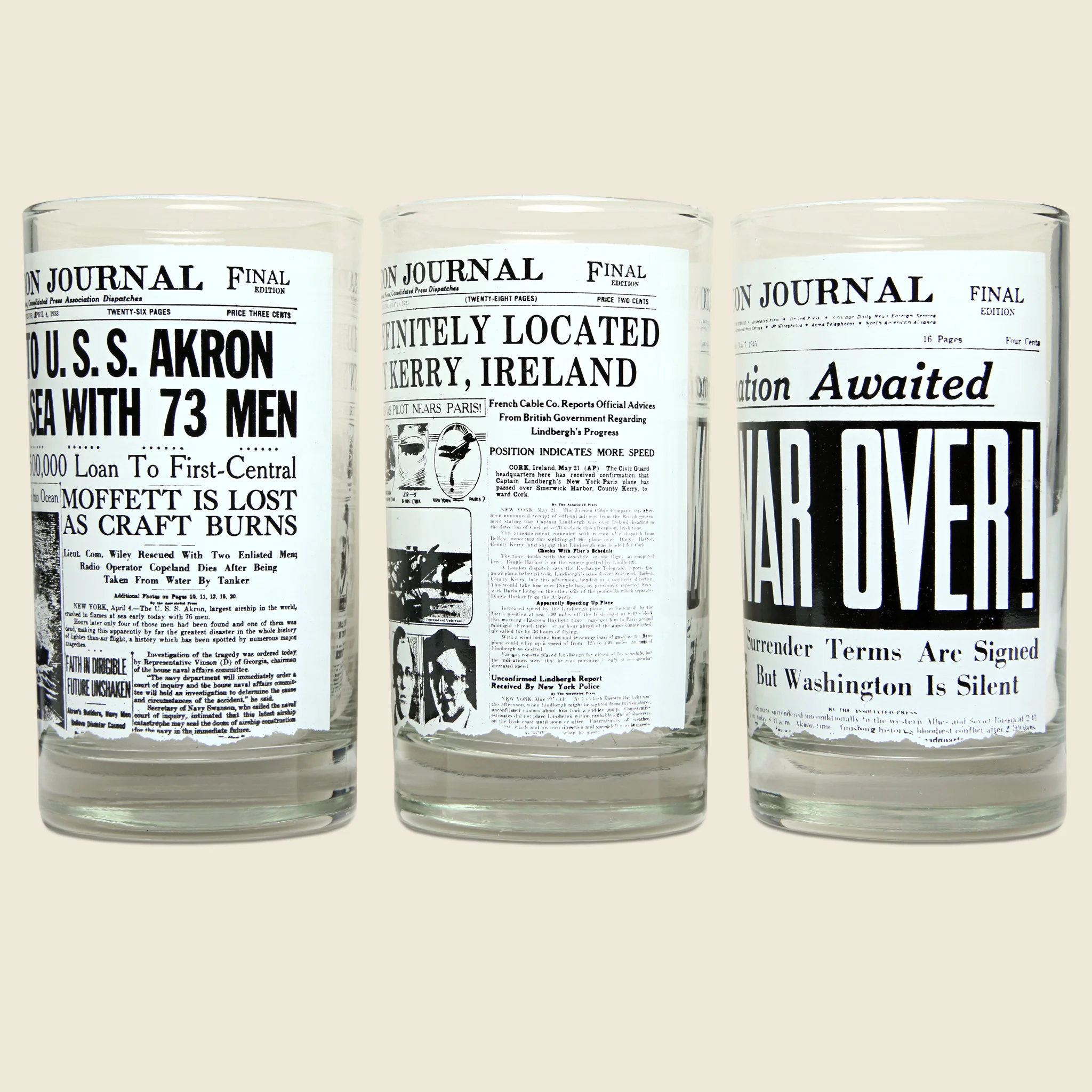 1970s Set of 6 Newspaper Headline Glasses - Image 5