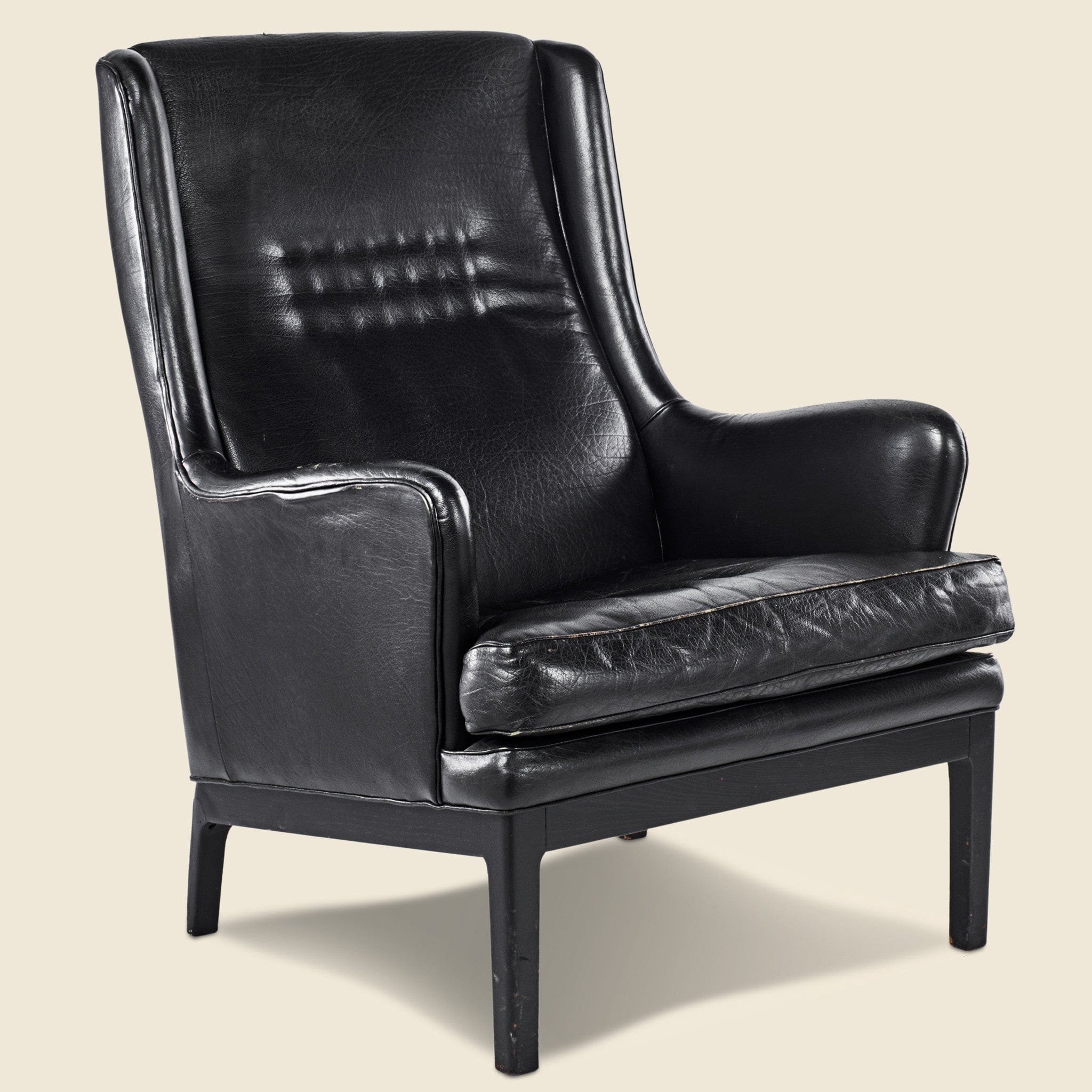 Swedish Leather Tufted Wingback Chair