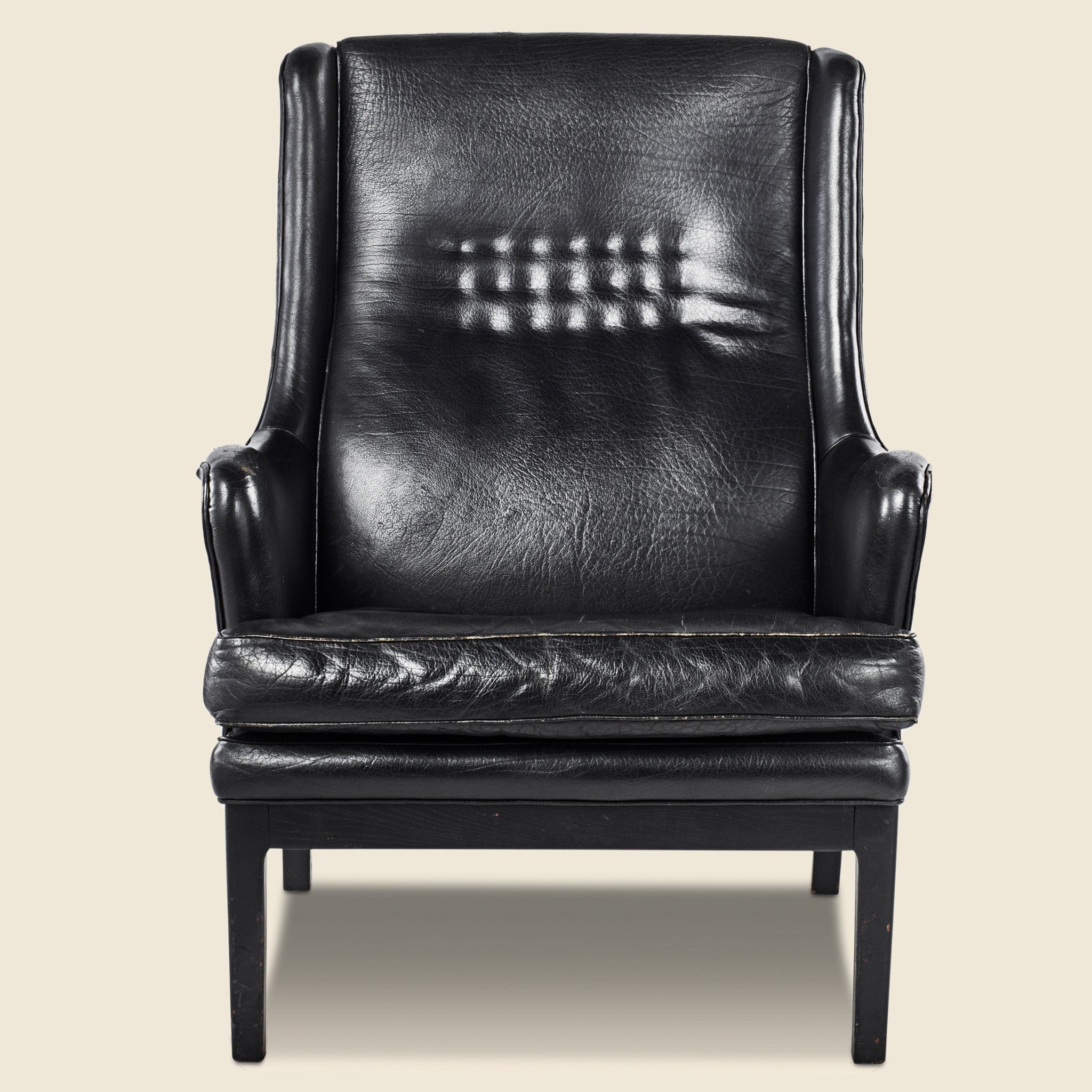 Swedish Leather Tufted Wingback Chair - Image 2