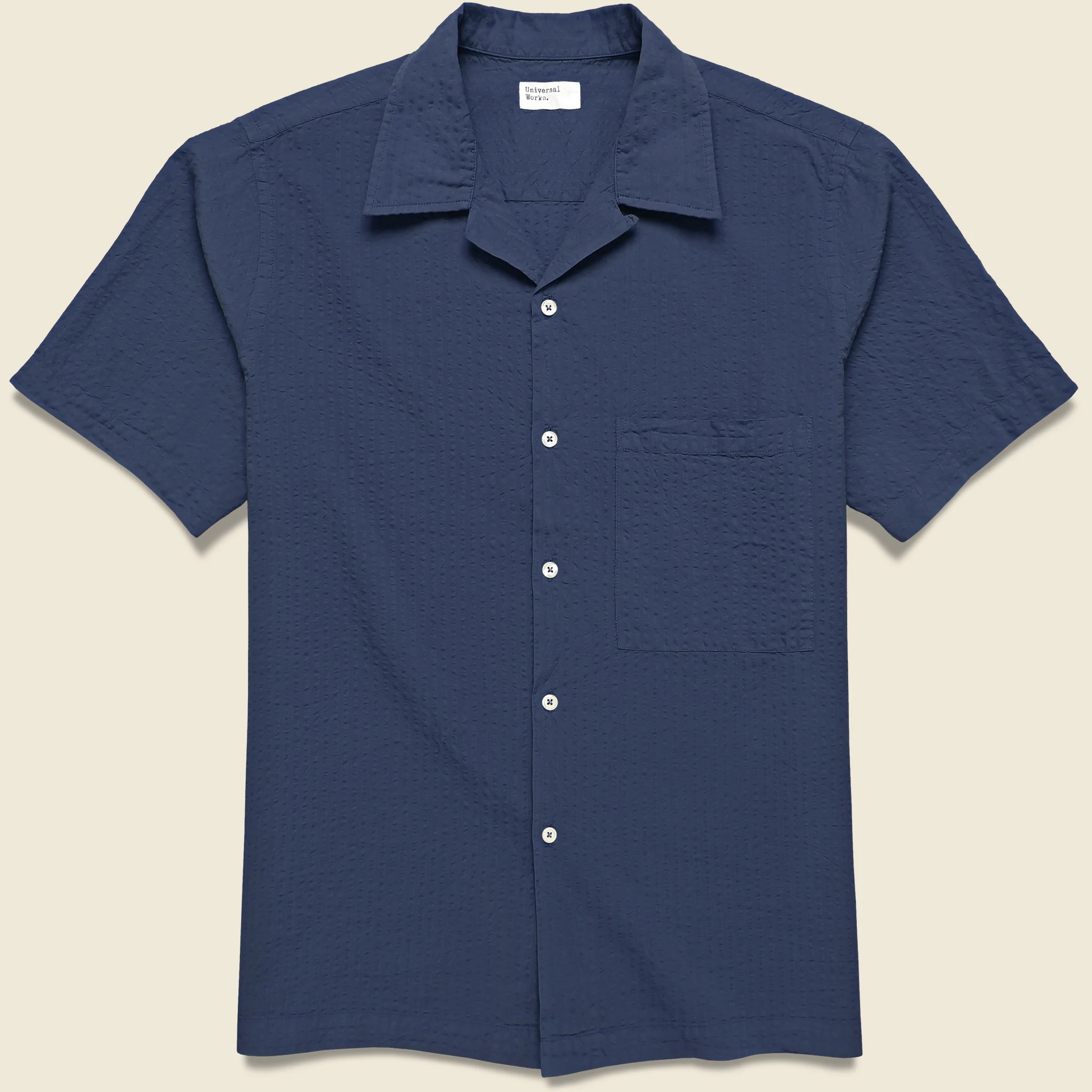 Onda Seersucker Camp Shirt - Navy