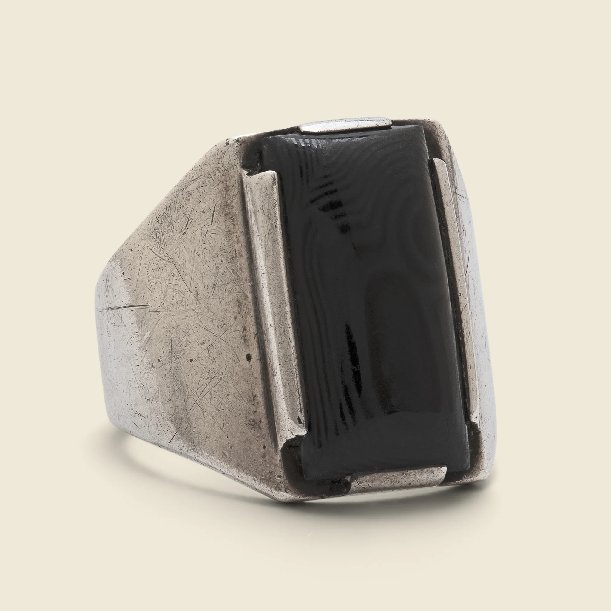 Onyx & Silver Modernist Ring