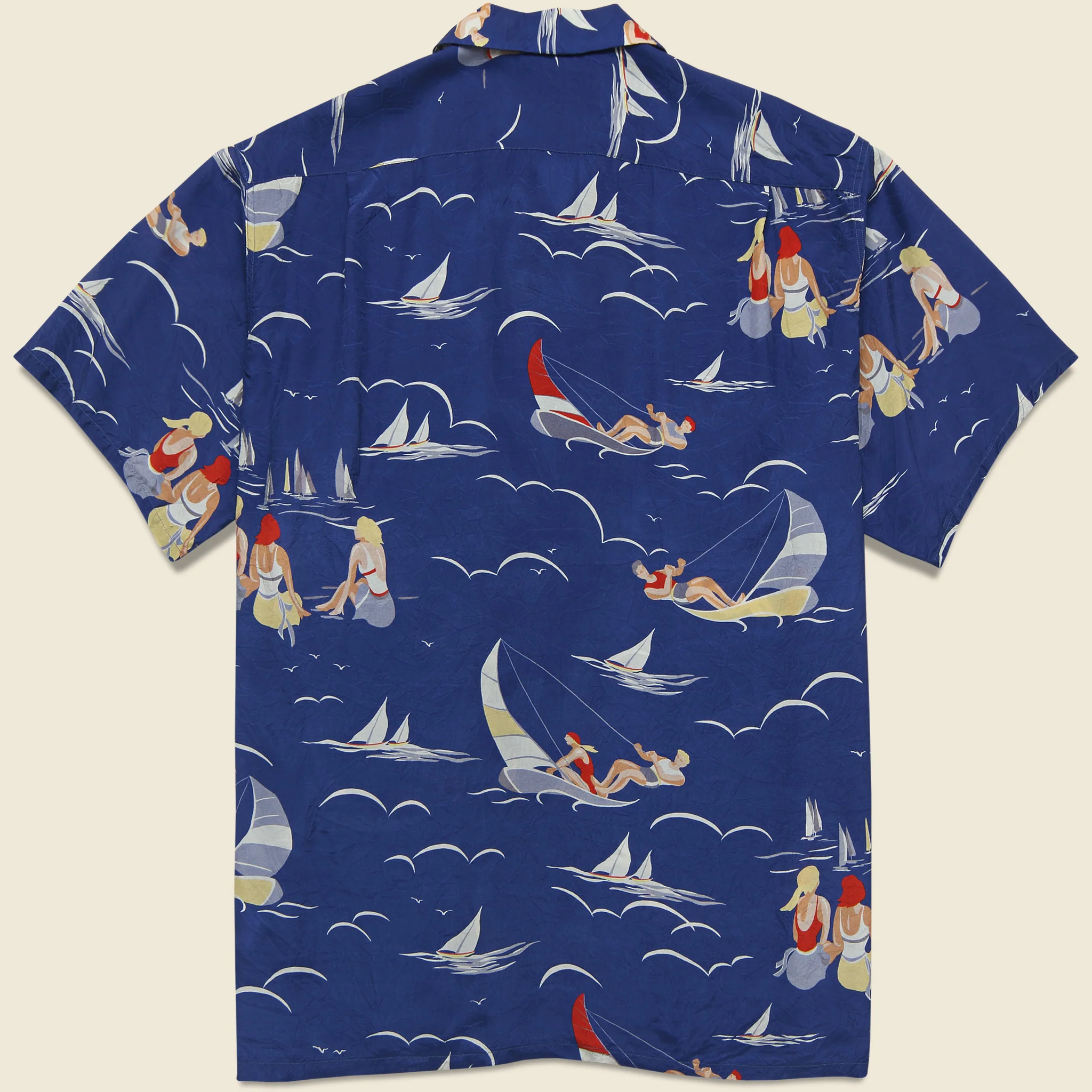 Open Collar Sailing Print Shirt - Blue - Image 2