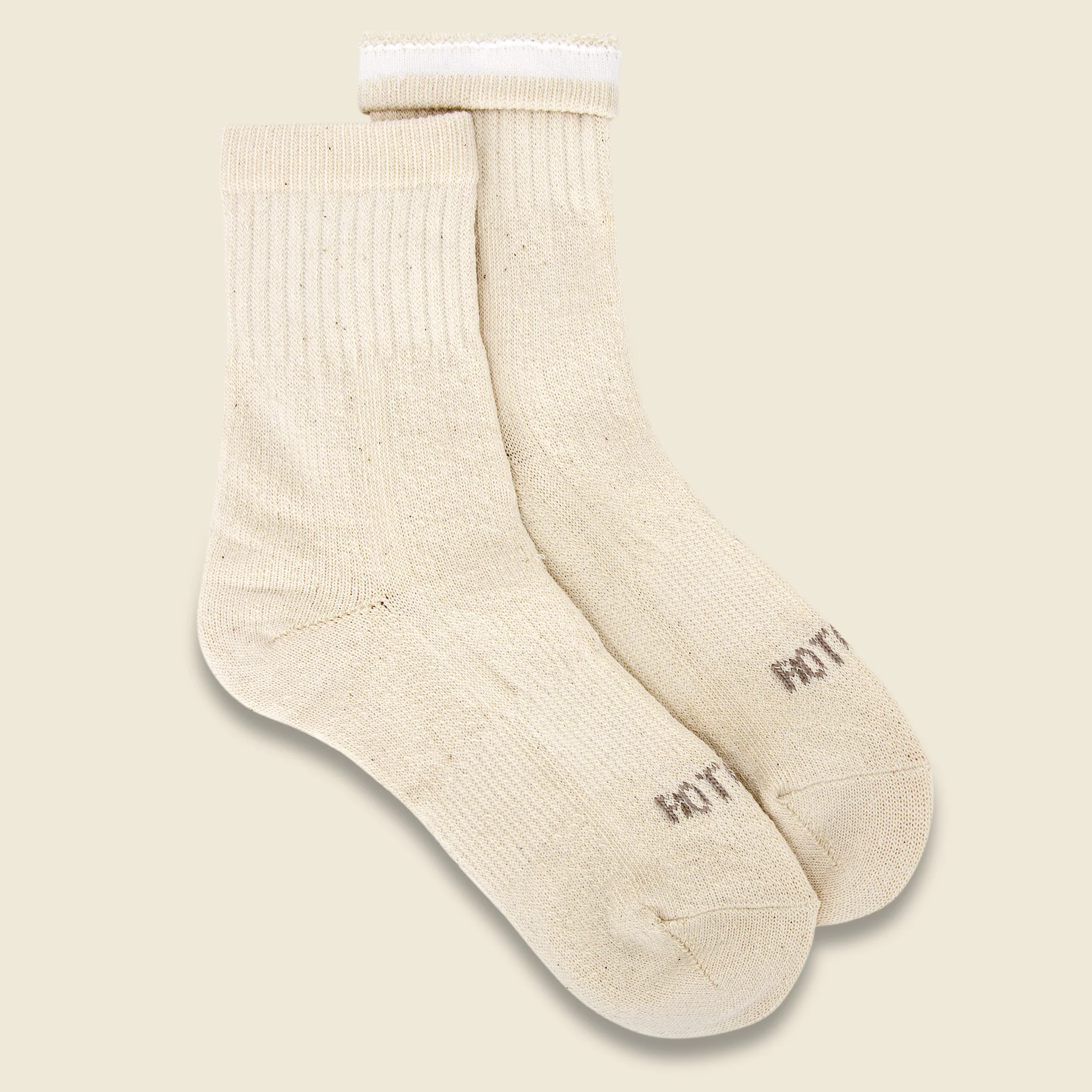 Organic Cotton Double Face Mid Sock - Ivory