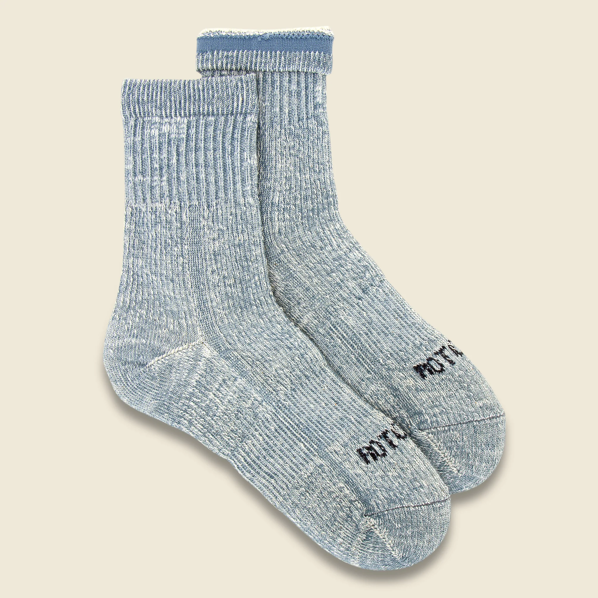 Organic Cotton Double Face Mid Sock - Light Blue
