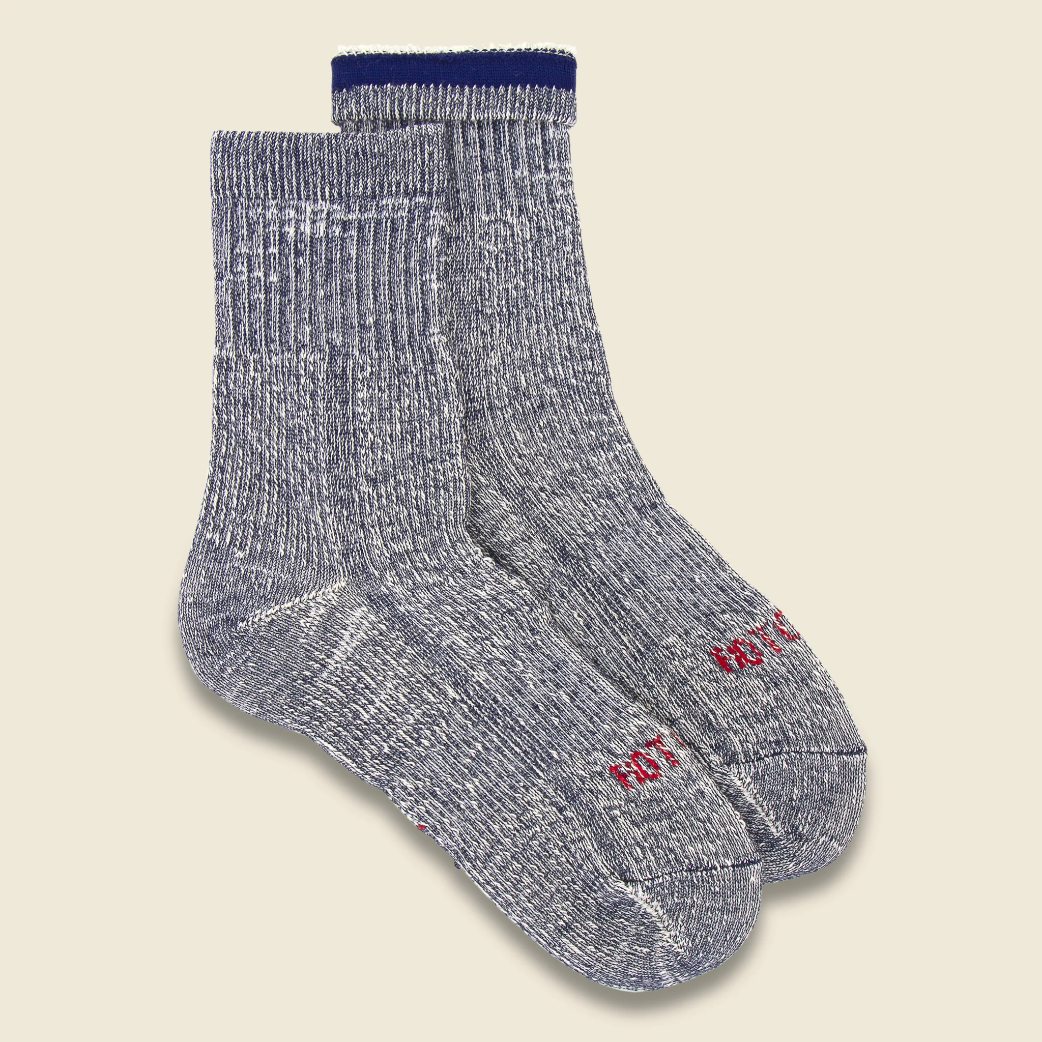 Organic Cotton Double Face Mid Sock - Navy