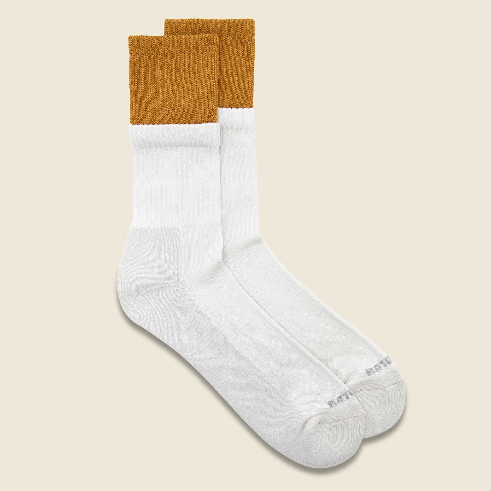 Organic Cotton Double Layer Crew Sock - Yellow/Off White
