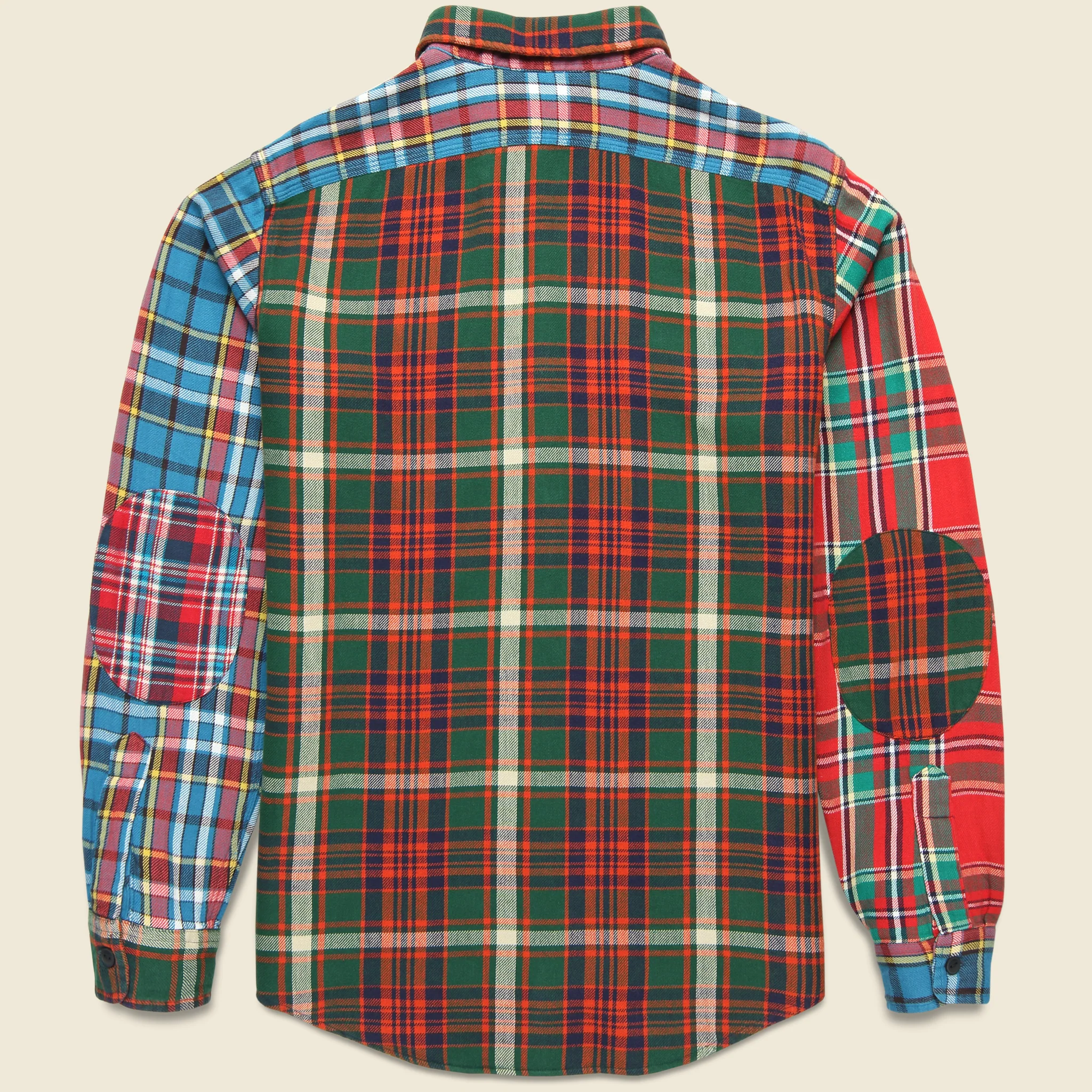 Outdoor Flannel Patchwork Dungaree Work Shirt - Patchwork - Image 2