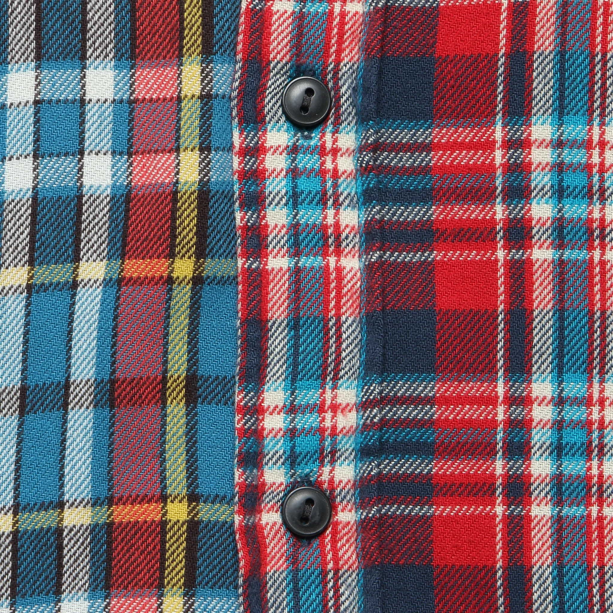 Outdoor Flannel Patchwork Dungaree Work Shirt - Patchwork - Image 3