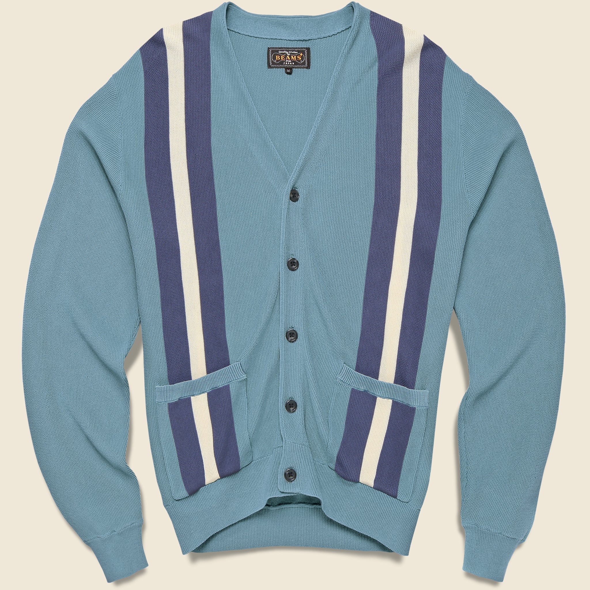 Jacquard Stripe Cardigan - Sax