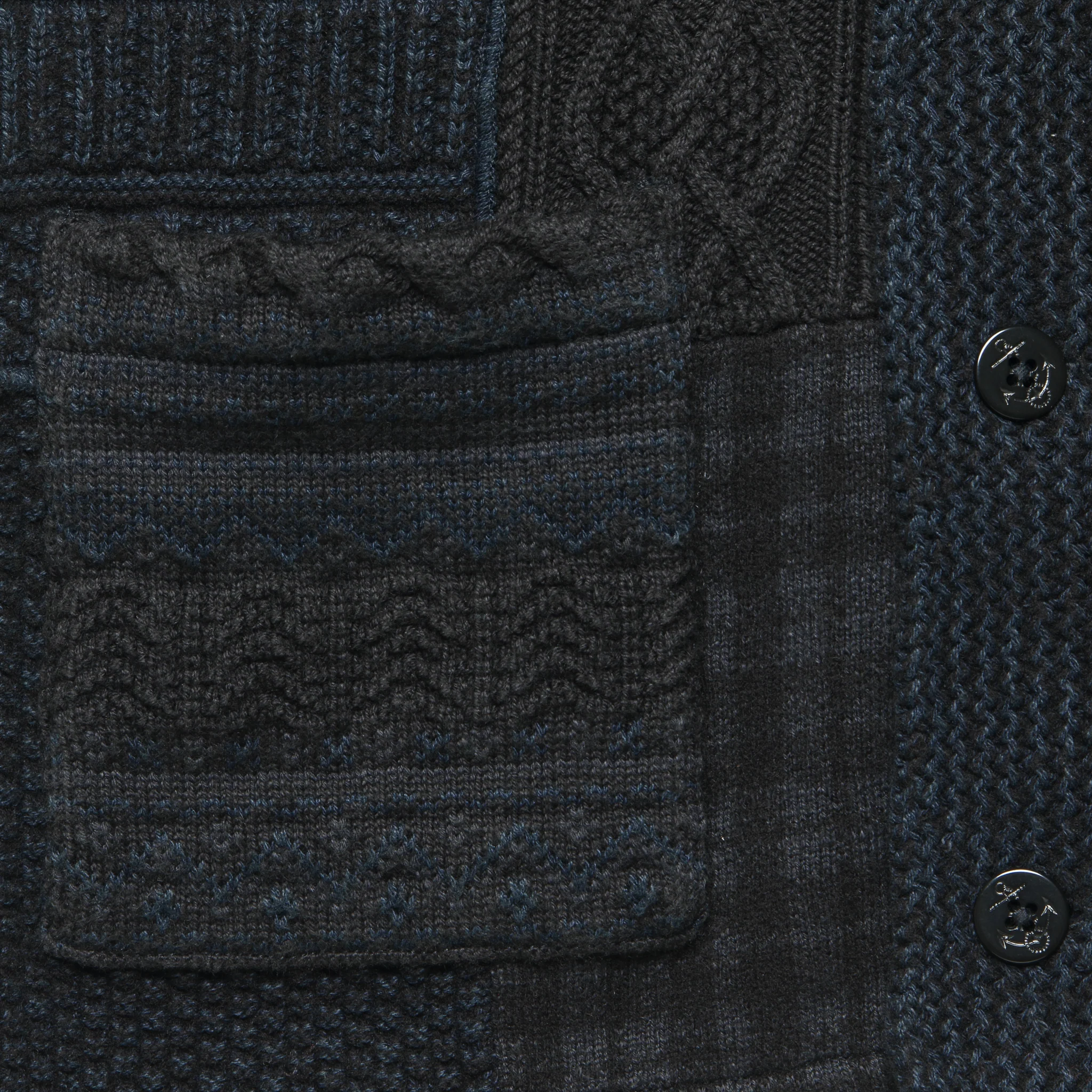 Indigo Patchwork Shawl Cardigan - Blue / Black - Image 3
