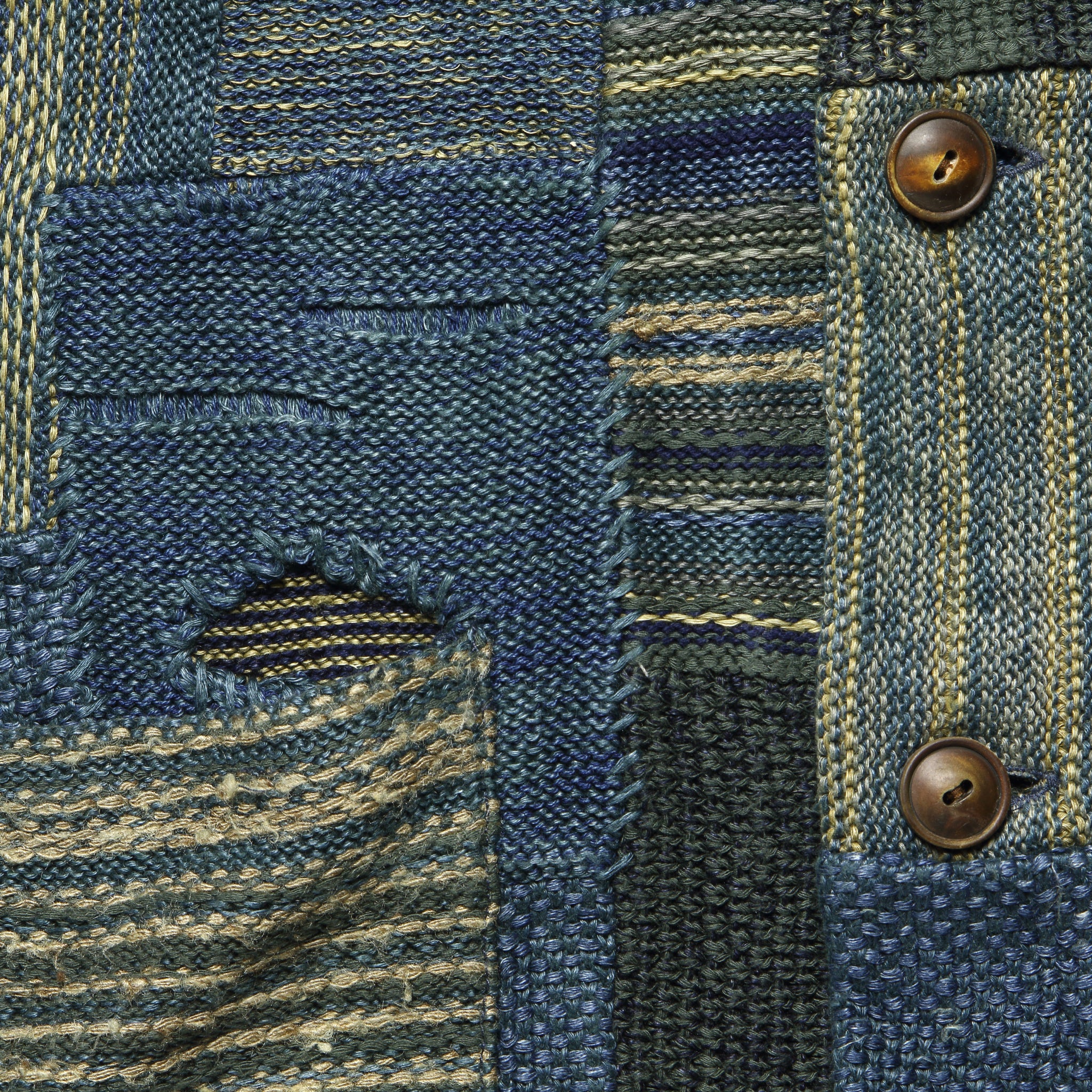 Patchwork Shawl Cardigan - Indigo Multi - Image 4