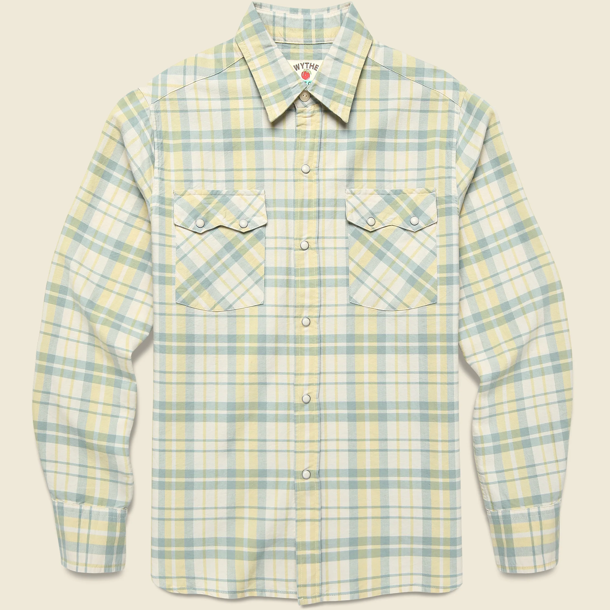 Pearl Snap Oxford Shirt - Sage/Sunflower Plaid