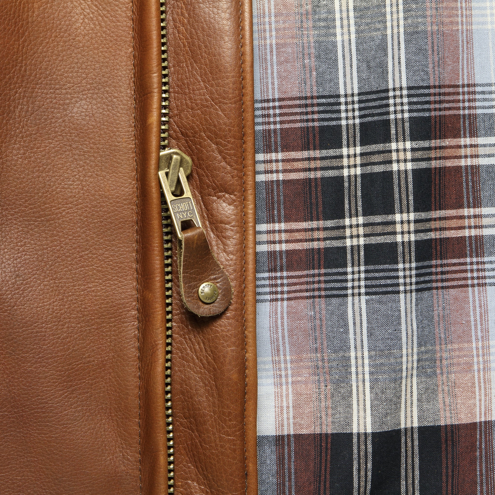 Pebbled Cowhide Leather Café Racer Jacket - Brown - Image 3