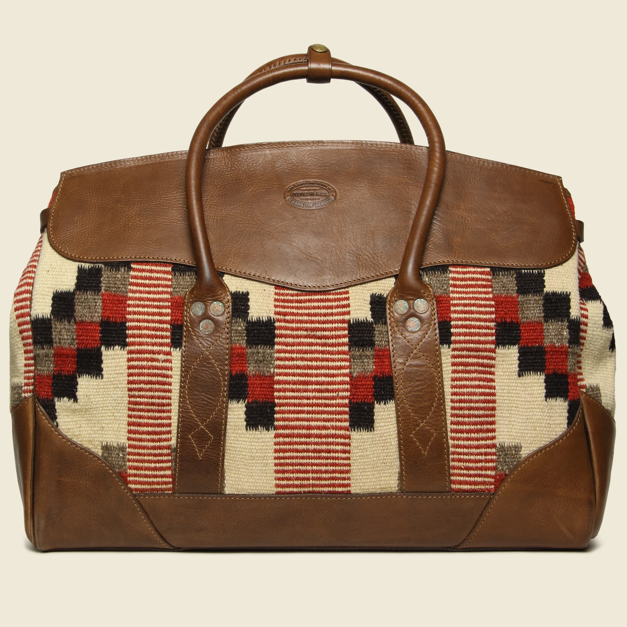 Pecos Blanket Duffle Bag - Cream  Multi/Brown - Image 2