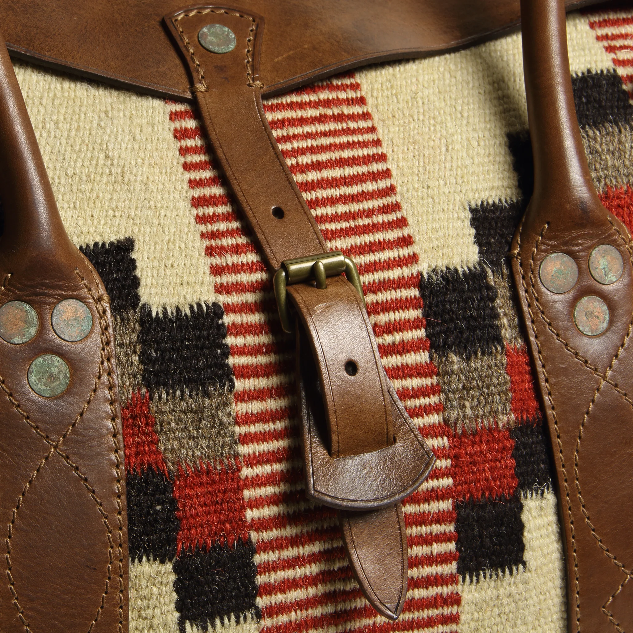 Pecos Blanket Duffle Bag - Cream  Multi/Brown - Image 5