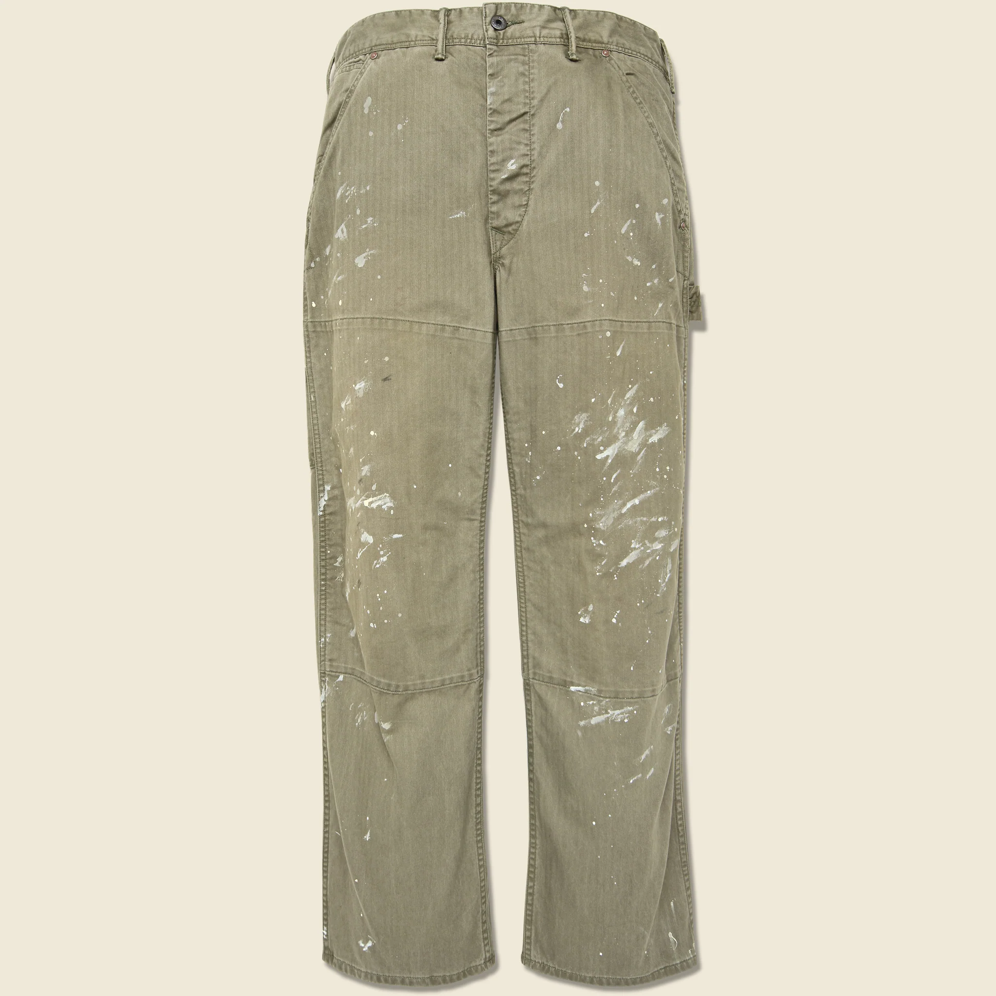 Piece Dyed Paint Splatter N3 Carpenter Pant - Olive